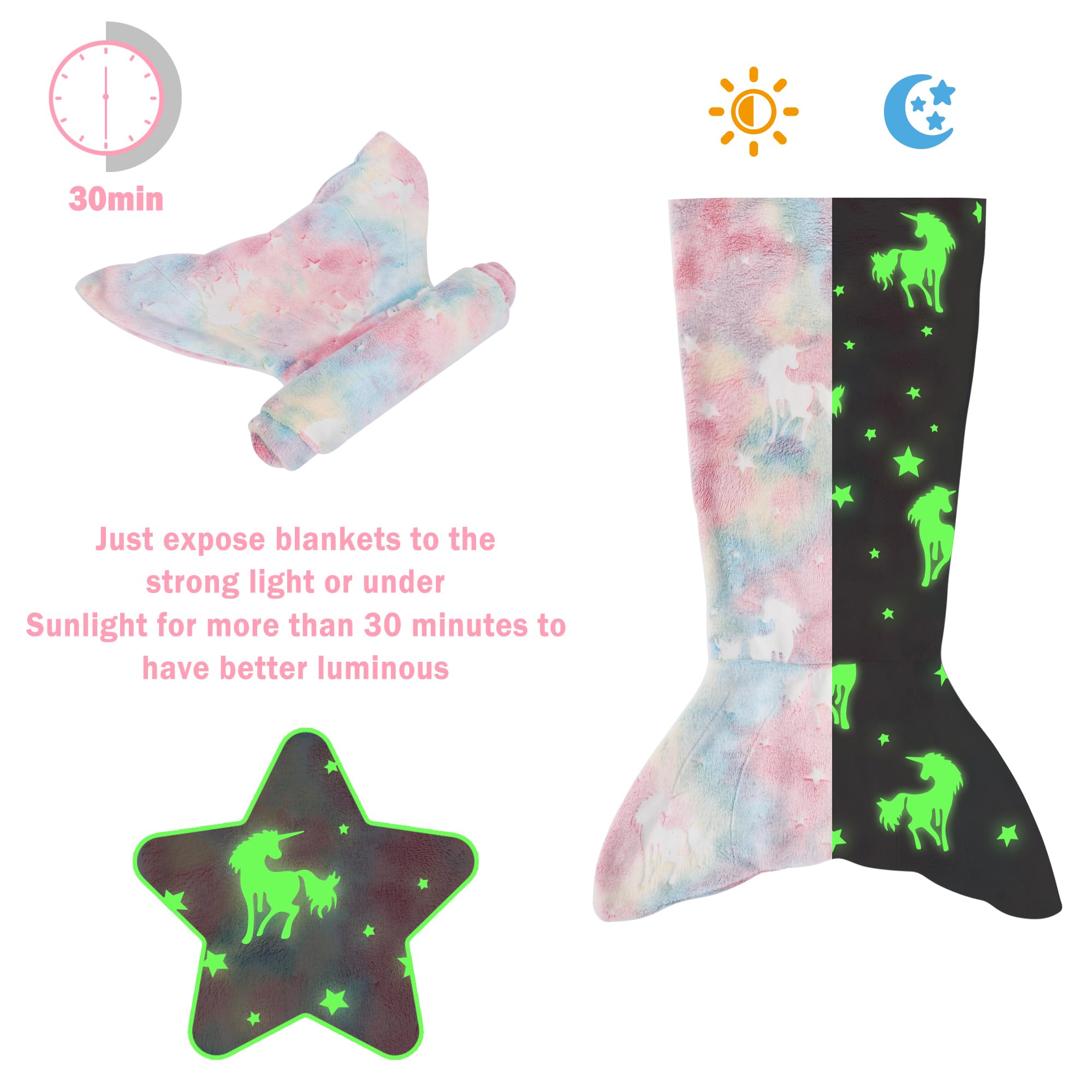Tie-dye Unicorn Kids Mermaid Tail Blanket