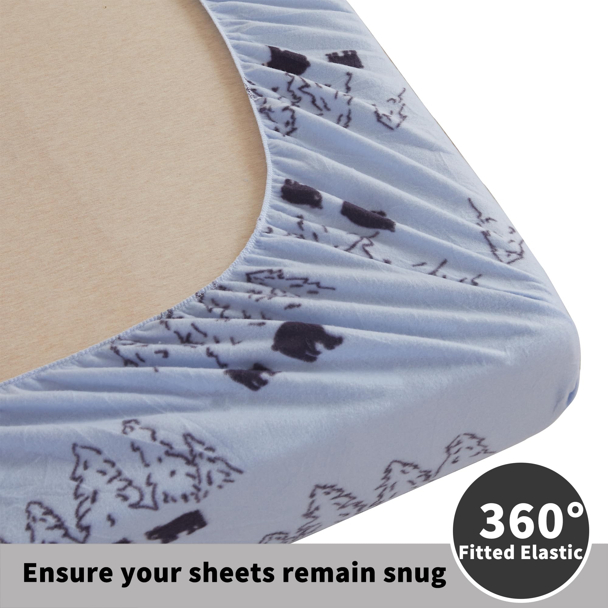 Blue Bear Printed Micro Fleece Bed Sheet Set