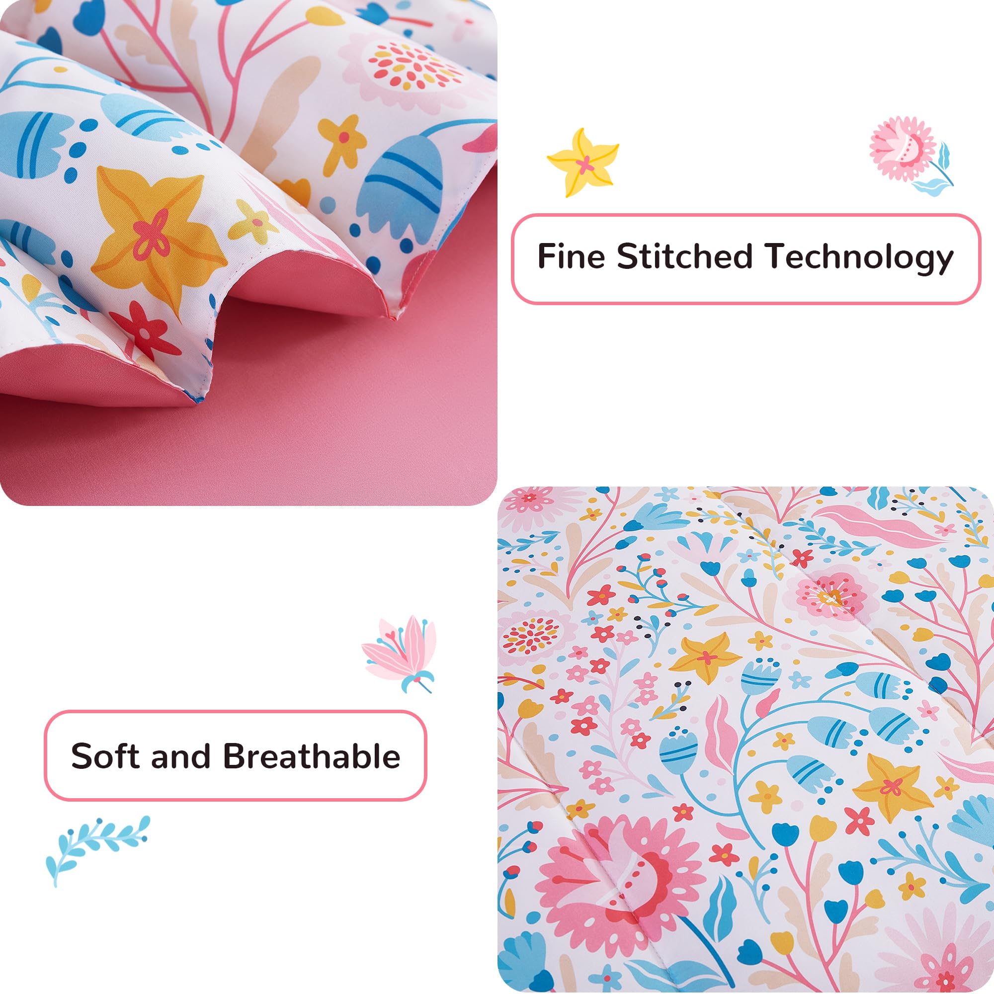 Colourful Floral Kids Comforter Sets– 5 or 7 Piece Options