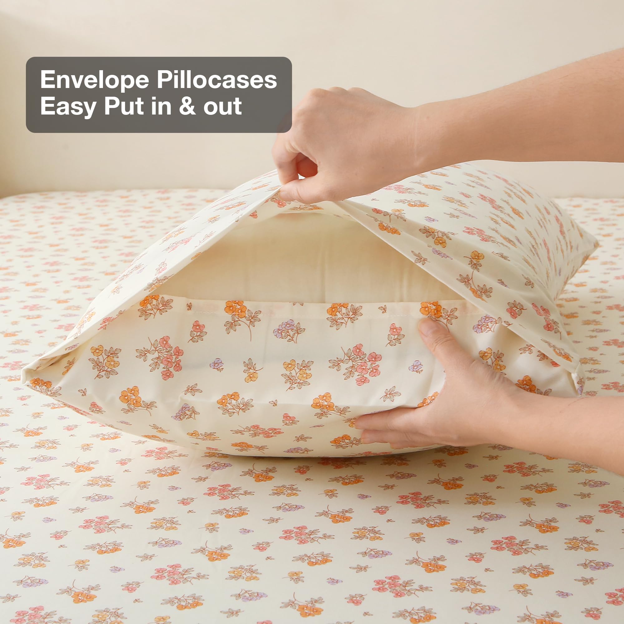 4 Piece Yellow Boho Flower Patterned Bed Sheets Set