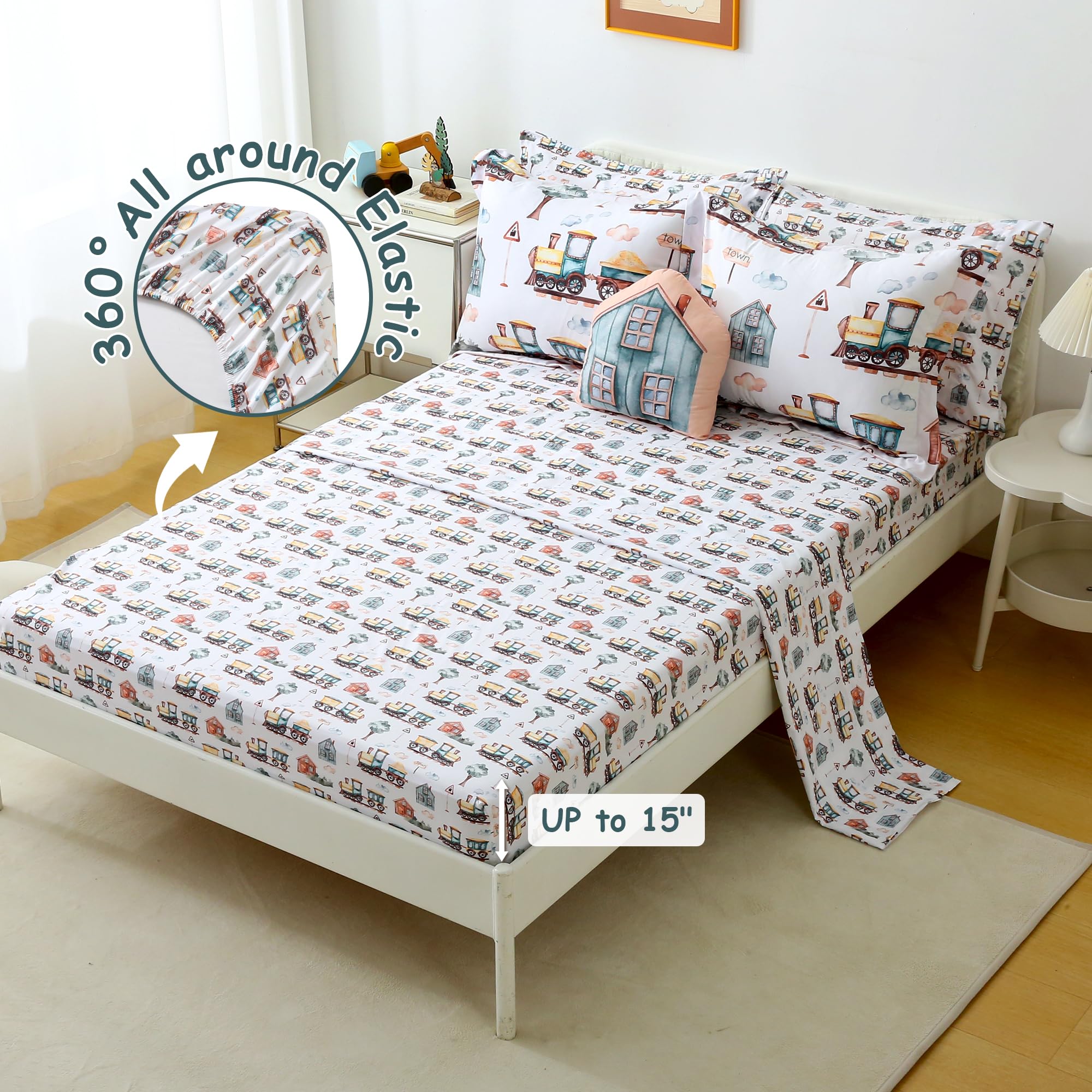 Country Train Town Comforter Sets for Kids– 6 or 8 Piece Options