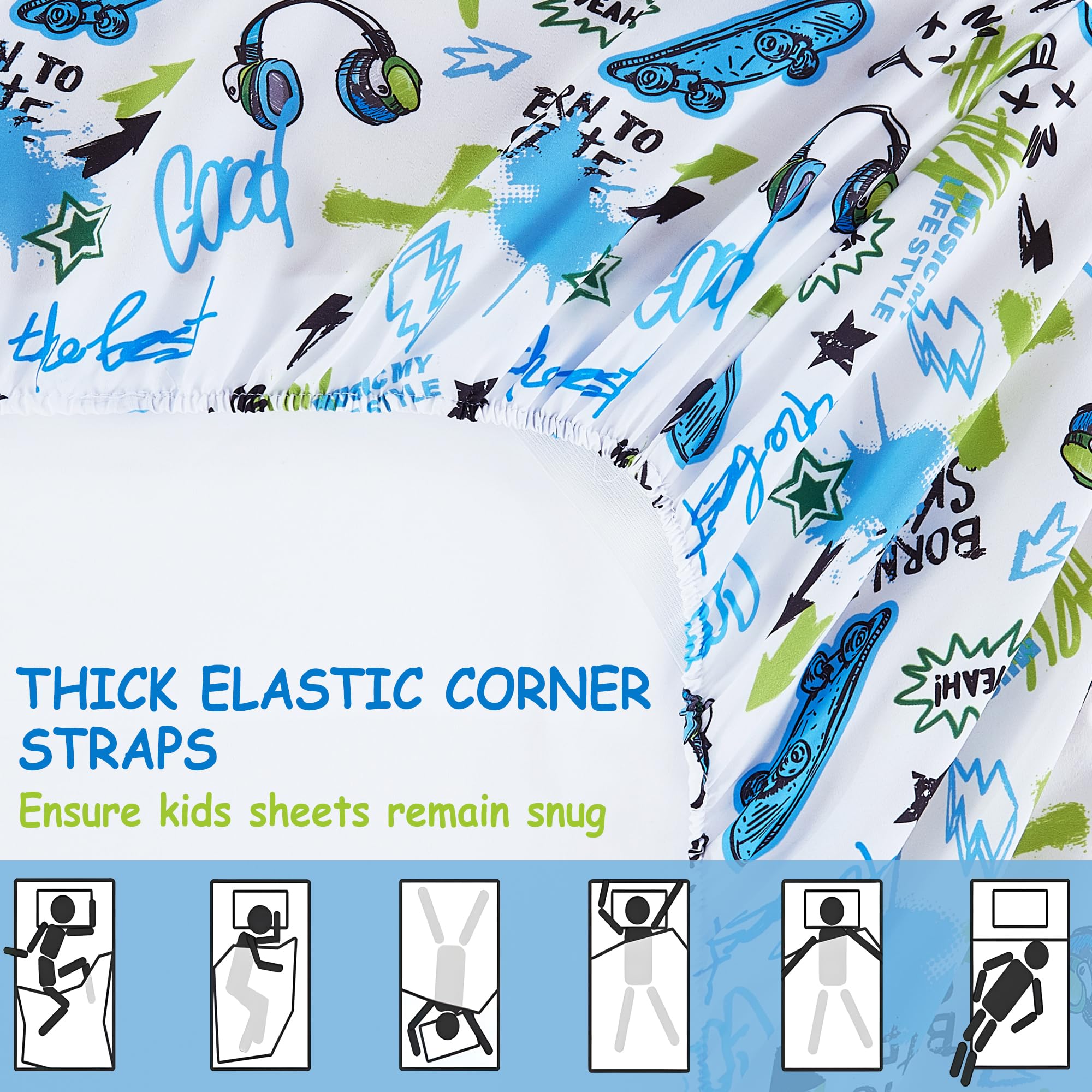 Trendy Skateboard Graffiti Kids Bed Sheet Set