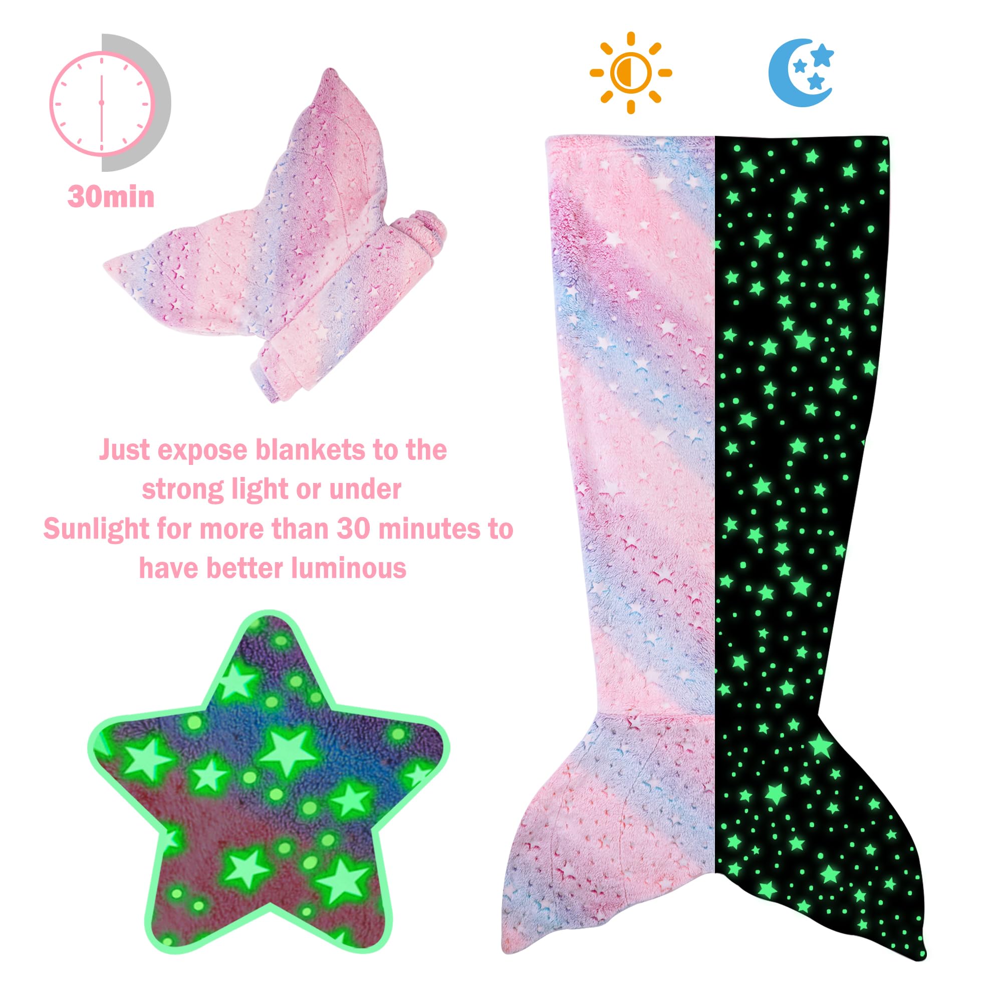 Multicolor Star Multicolor Star Kids Mermaid Tail Blanket