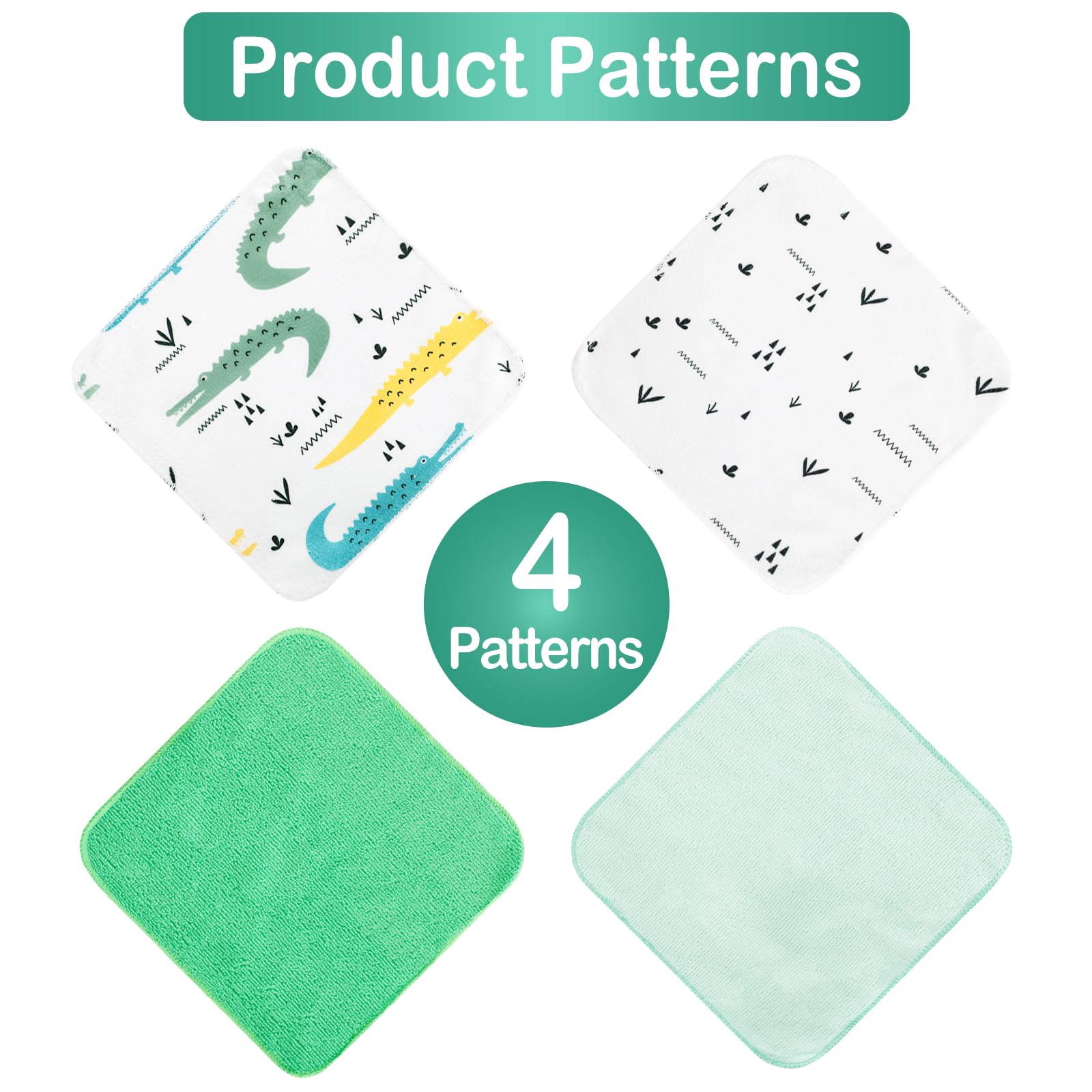 Crocodile 9x9 Baby Washcloths