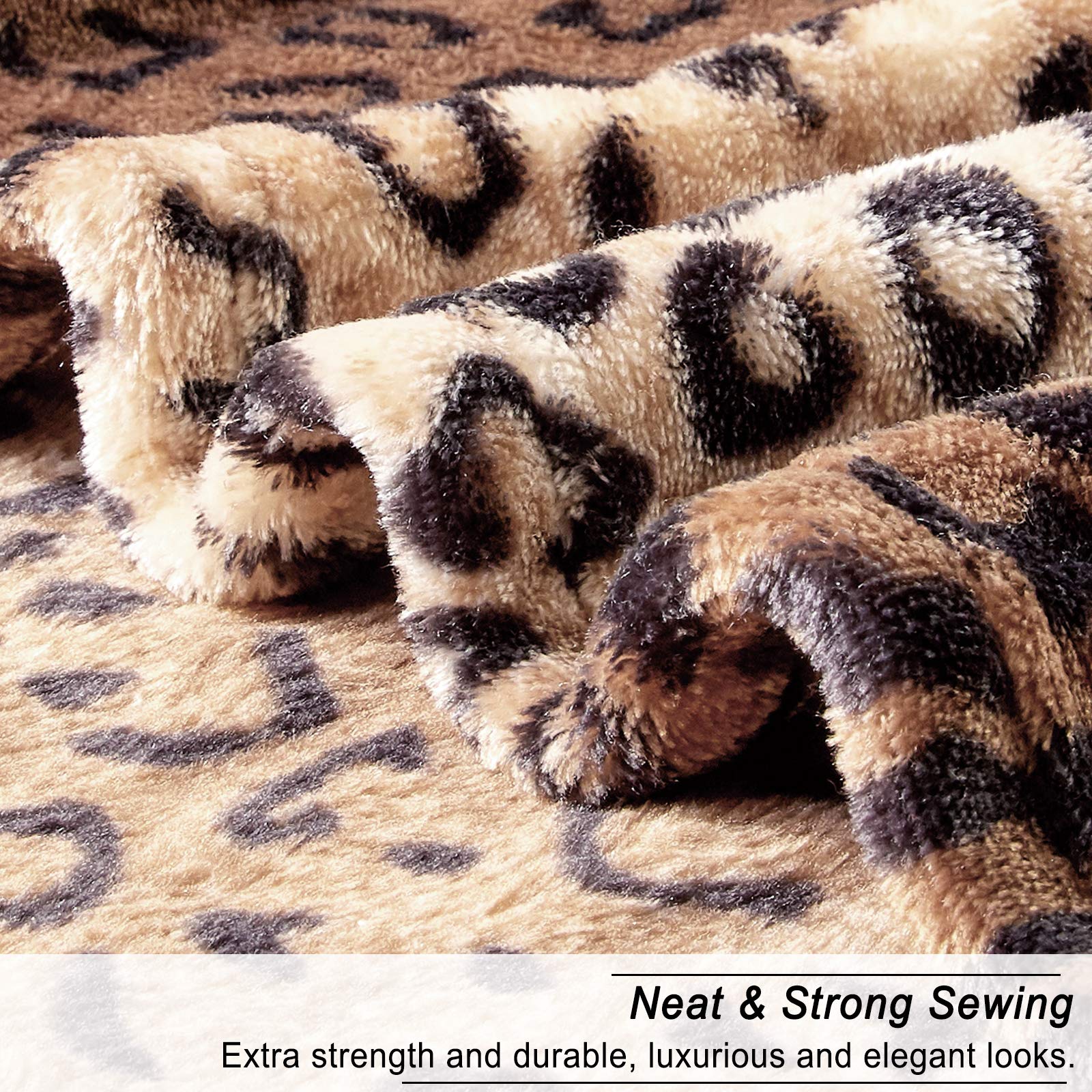 Flannel Fleece Throw , Lightweight Blanket for Couch, Super Soft Cozy Warm, Leopard Print