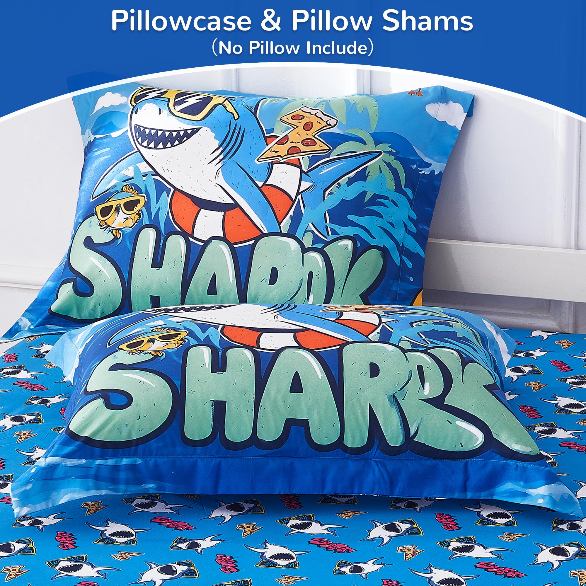 Shark Beach Party Kids Comforter Sets– 5 or 7 Piece Options