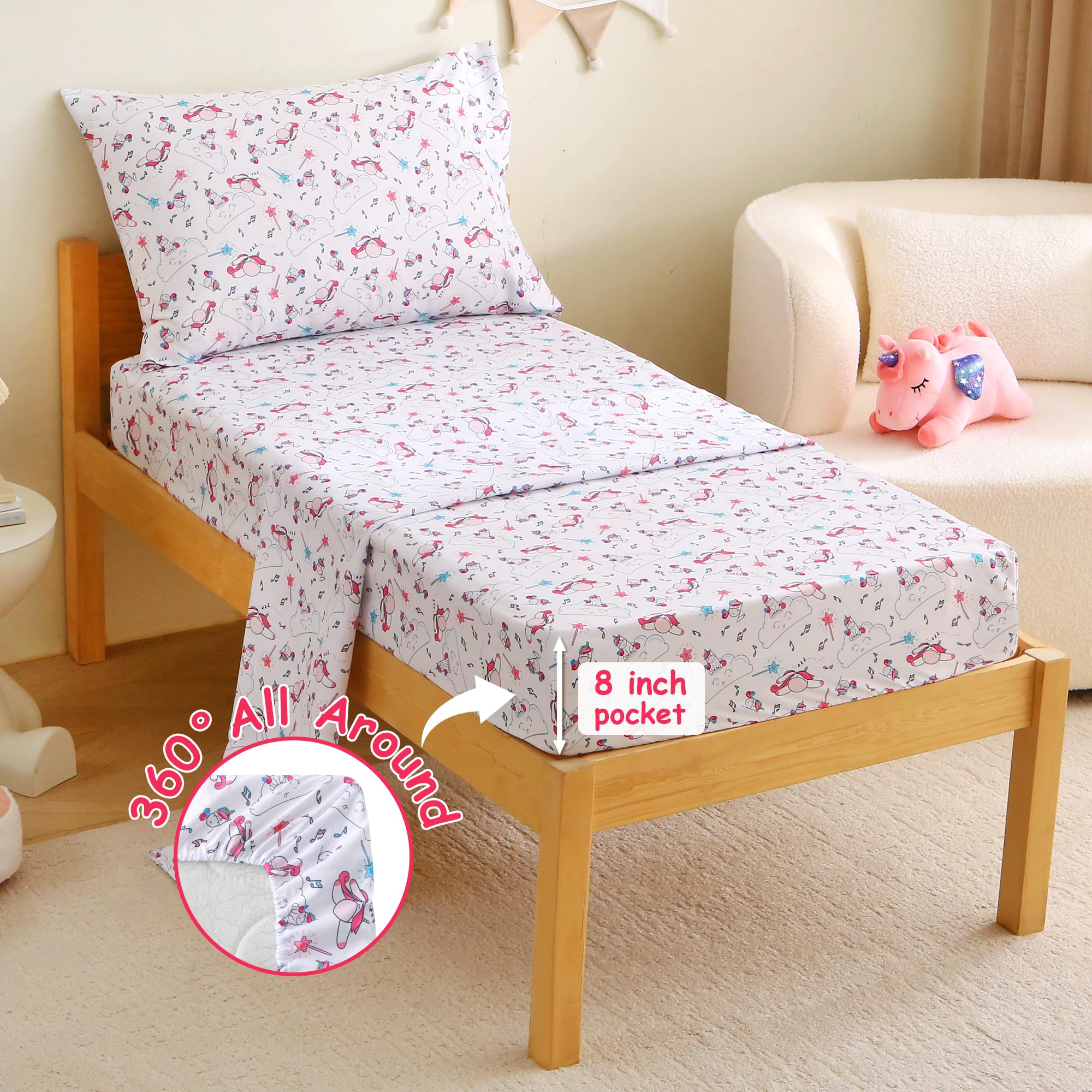 Music Unicorn Toddler Comforter Set– 4 Piece