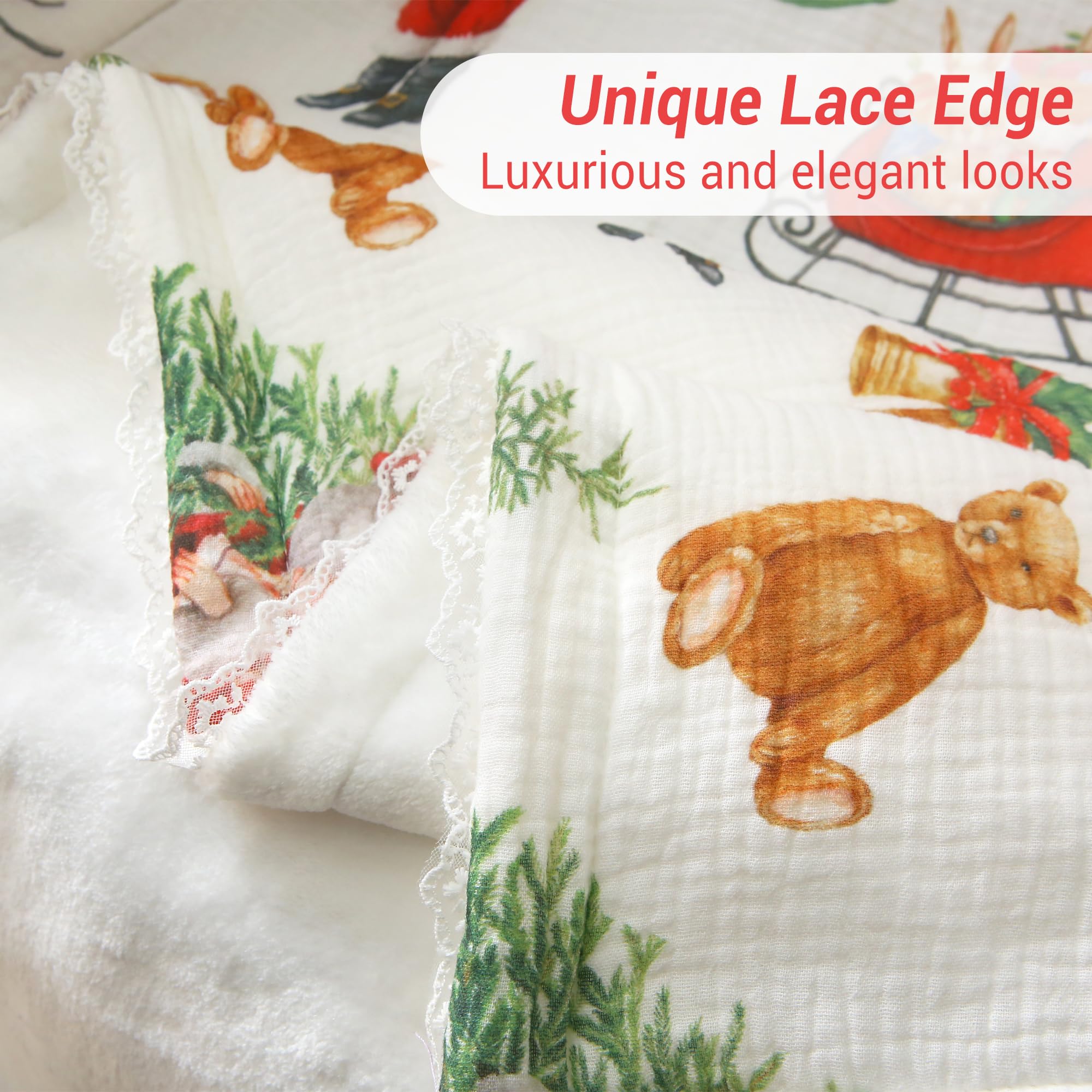 Christmas Throw Blanket Reversible Muslin Blankets 50x70 inch
