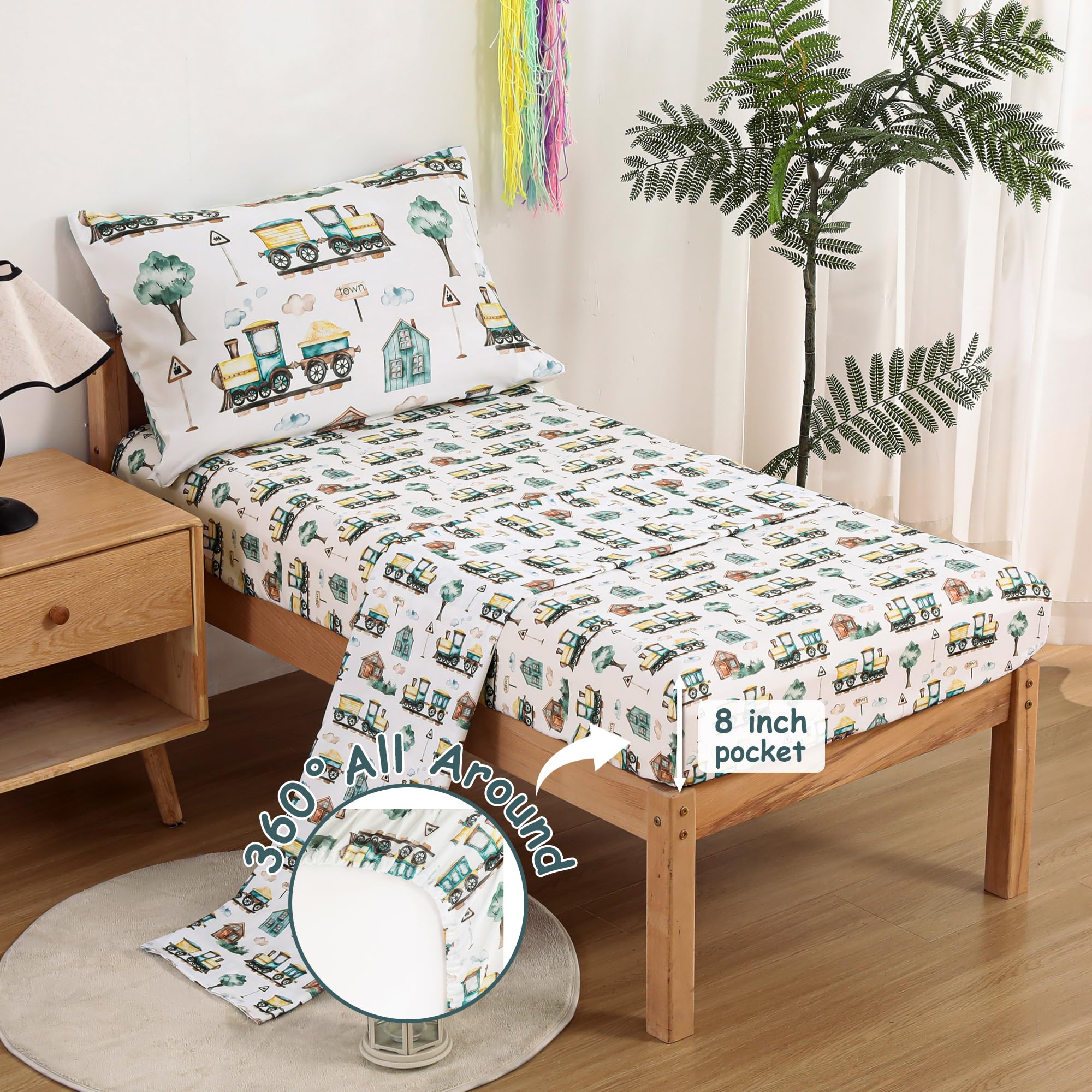Country Train Town Toddler Comforter Set– 4 Piece