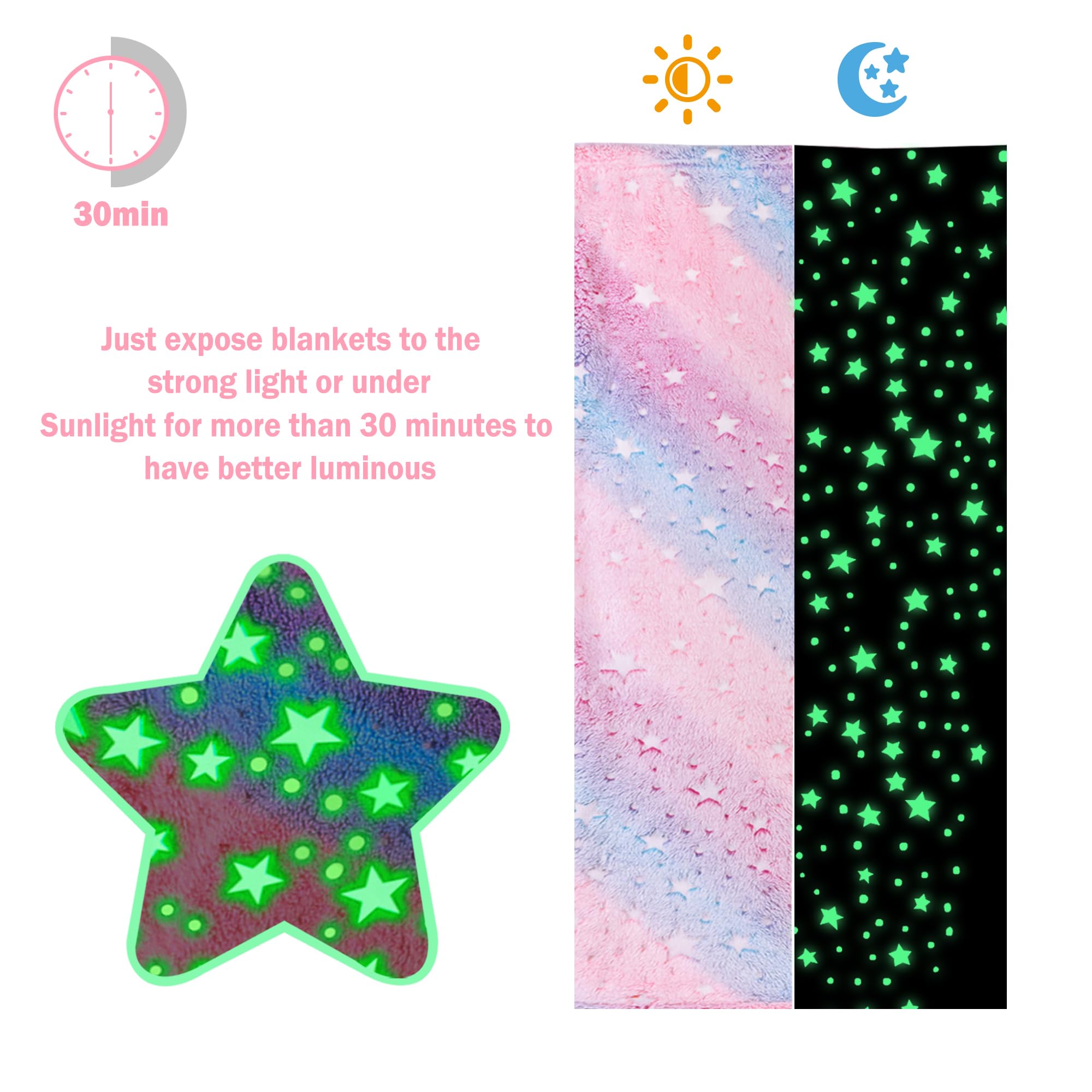 Multicolor Glow Star Kids Throw Blanket for Boys and Girls Soft Cozy Flannel