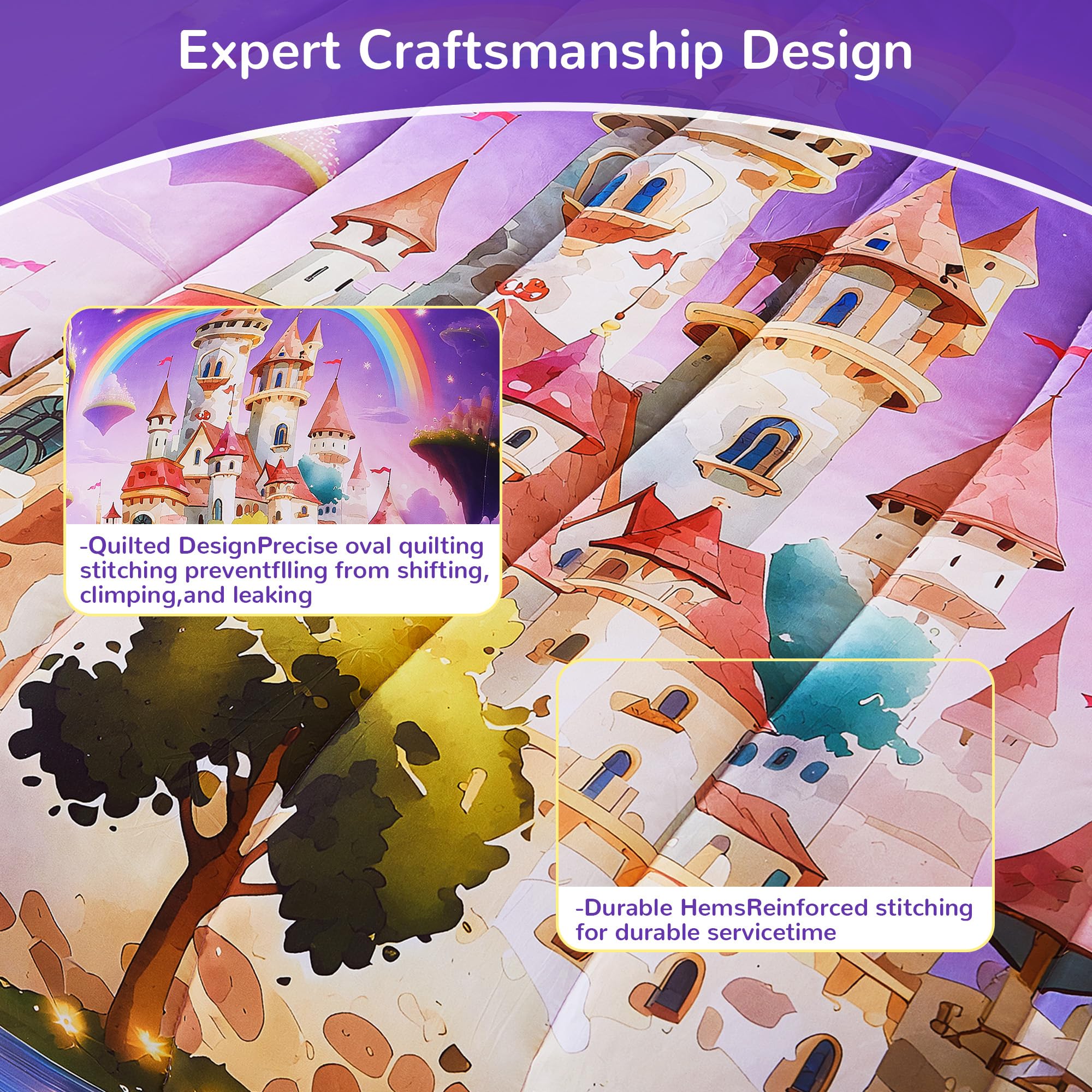 Enchanted Rainbow Castle Kids Comforter Sets– 5 or 7 Piece Options