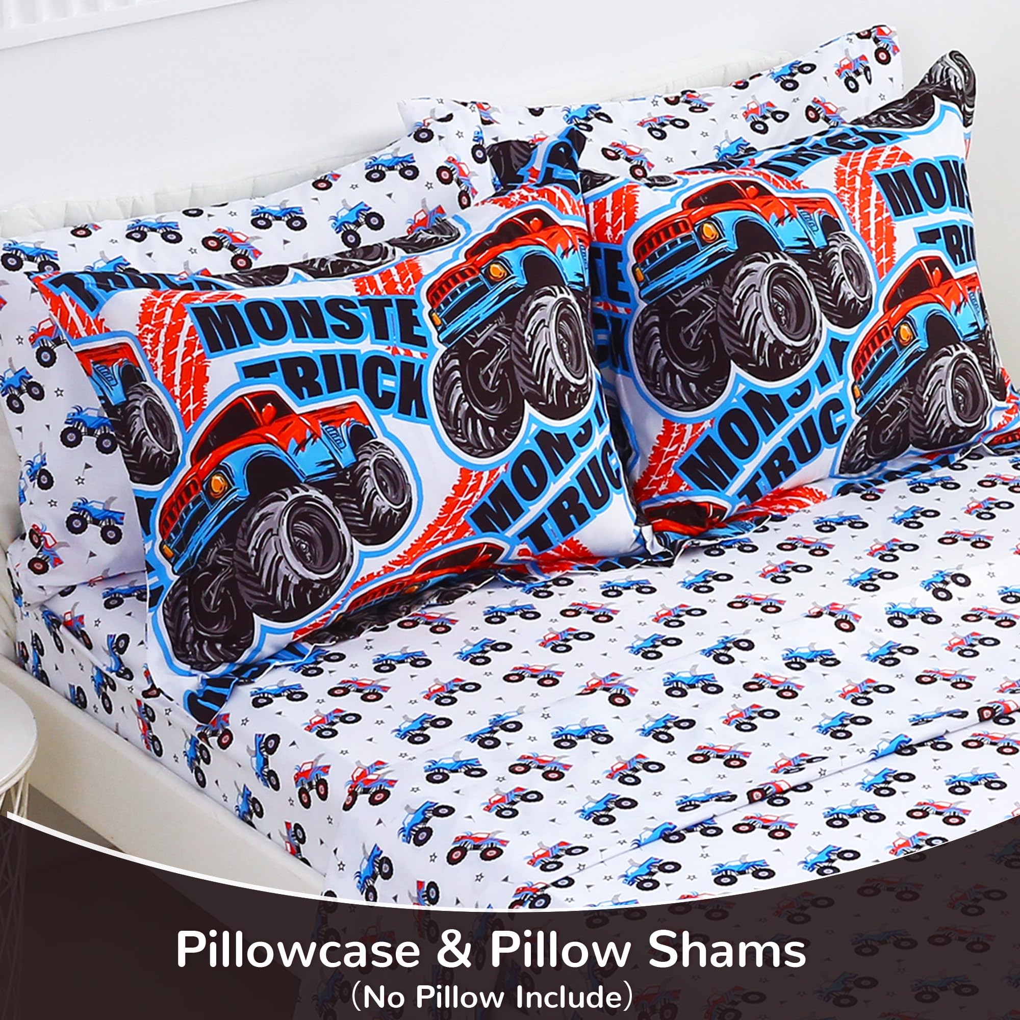 Monster Truck Kids Comforter Sets– 5 or 7 Piece Options