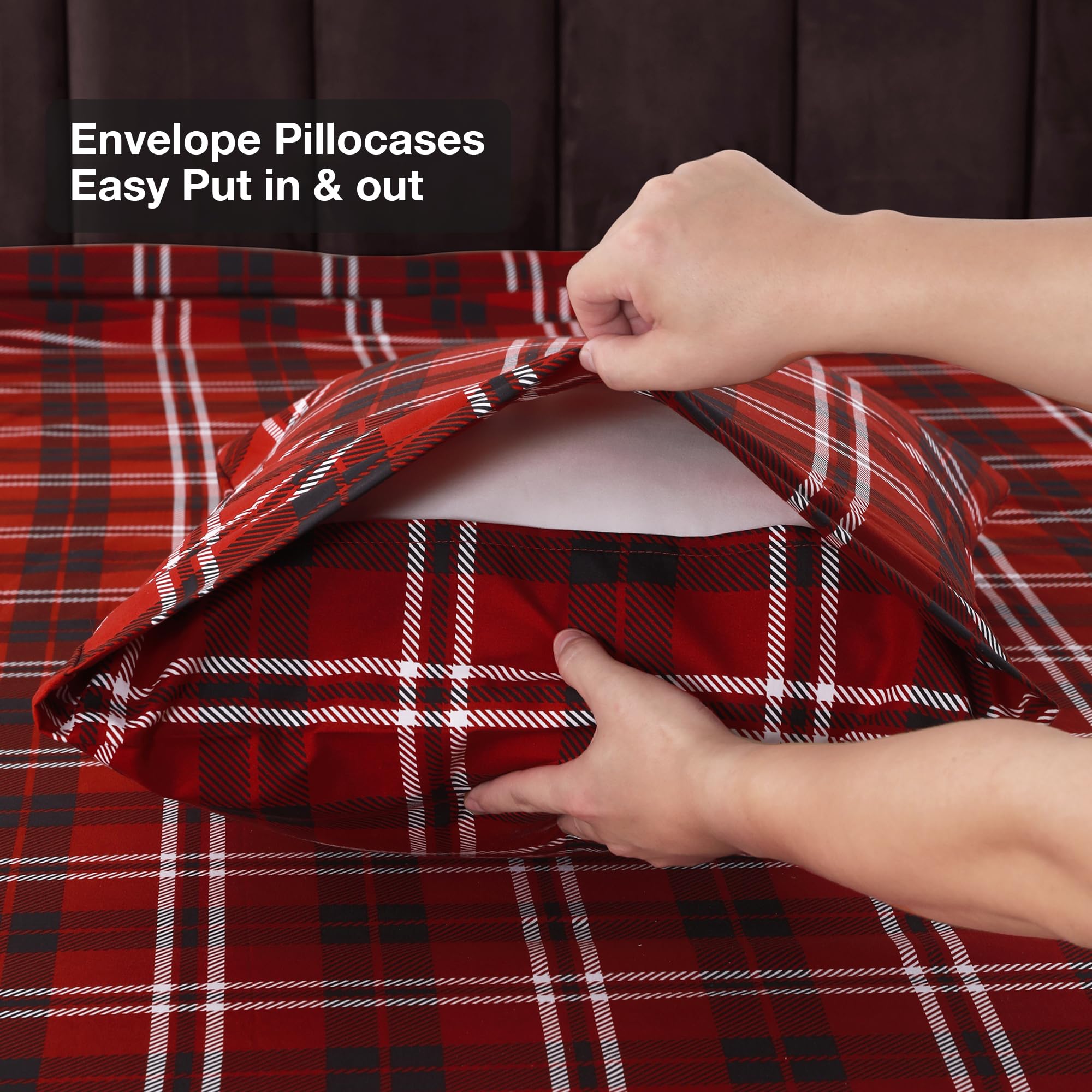 4 Piece Tartan Plaid Bed Sheet Set
