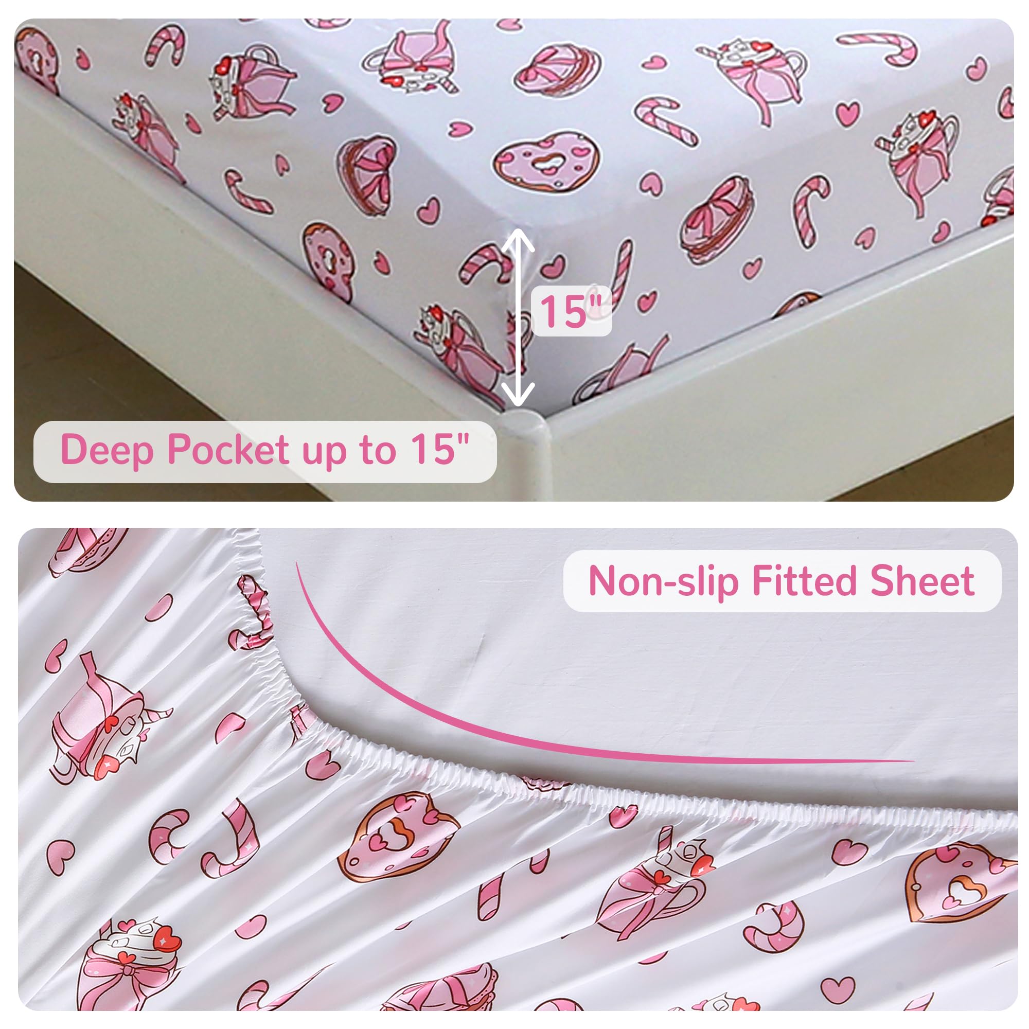 Pink Dessert Cake Kids Comforter Sets– 5 or 7 Piece Options
