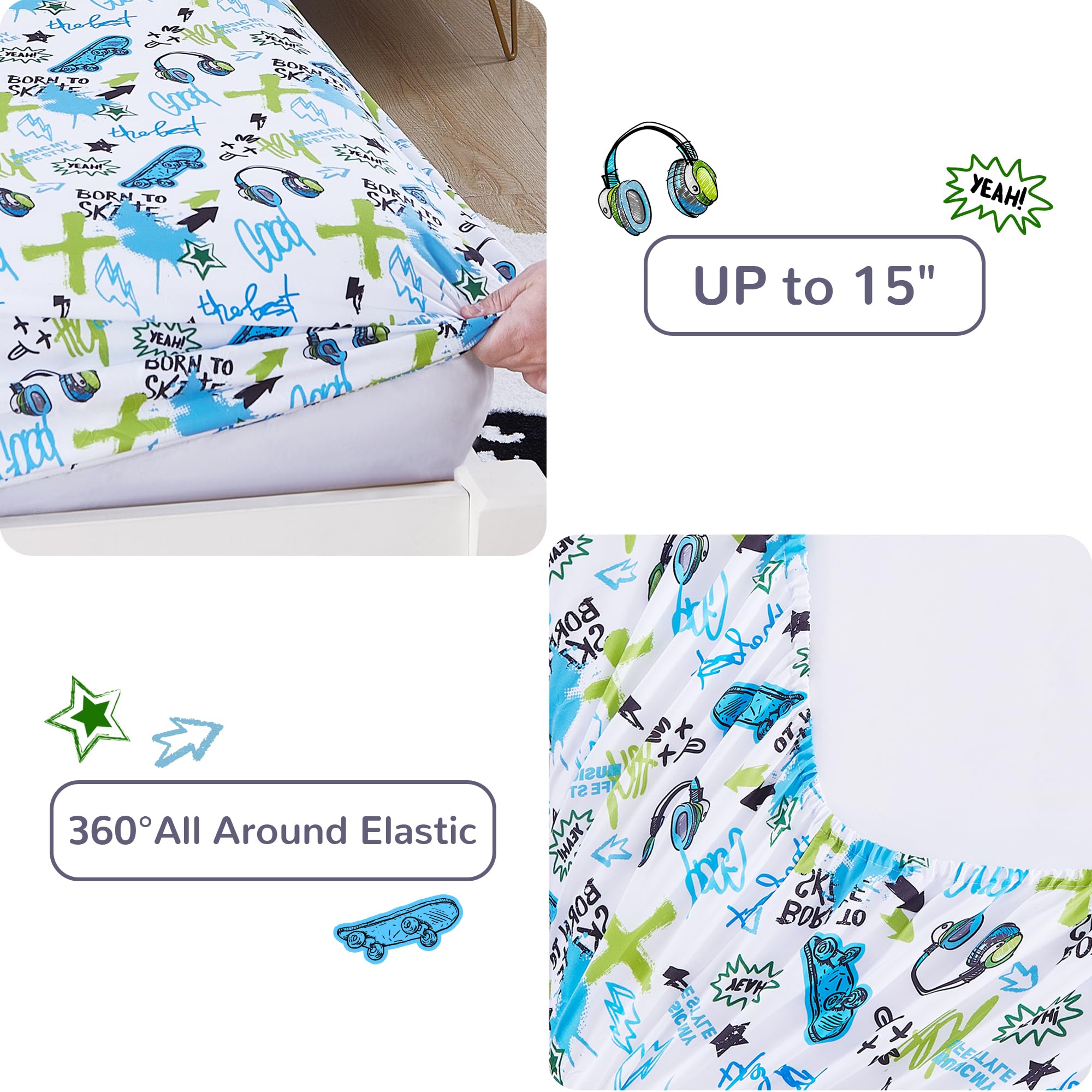 Cool Croc Skateboarder Kids Comforter Sets– 5 or 7 Piece Options