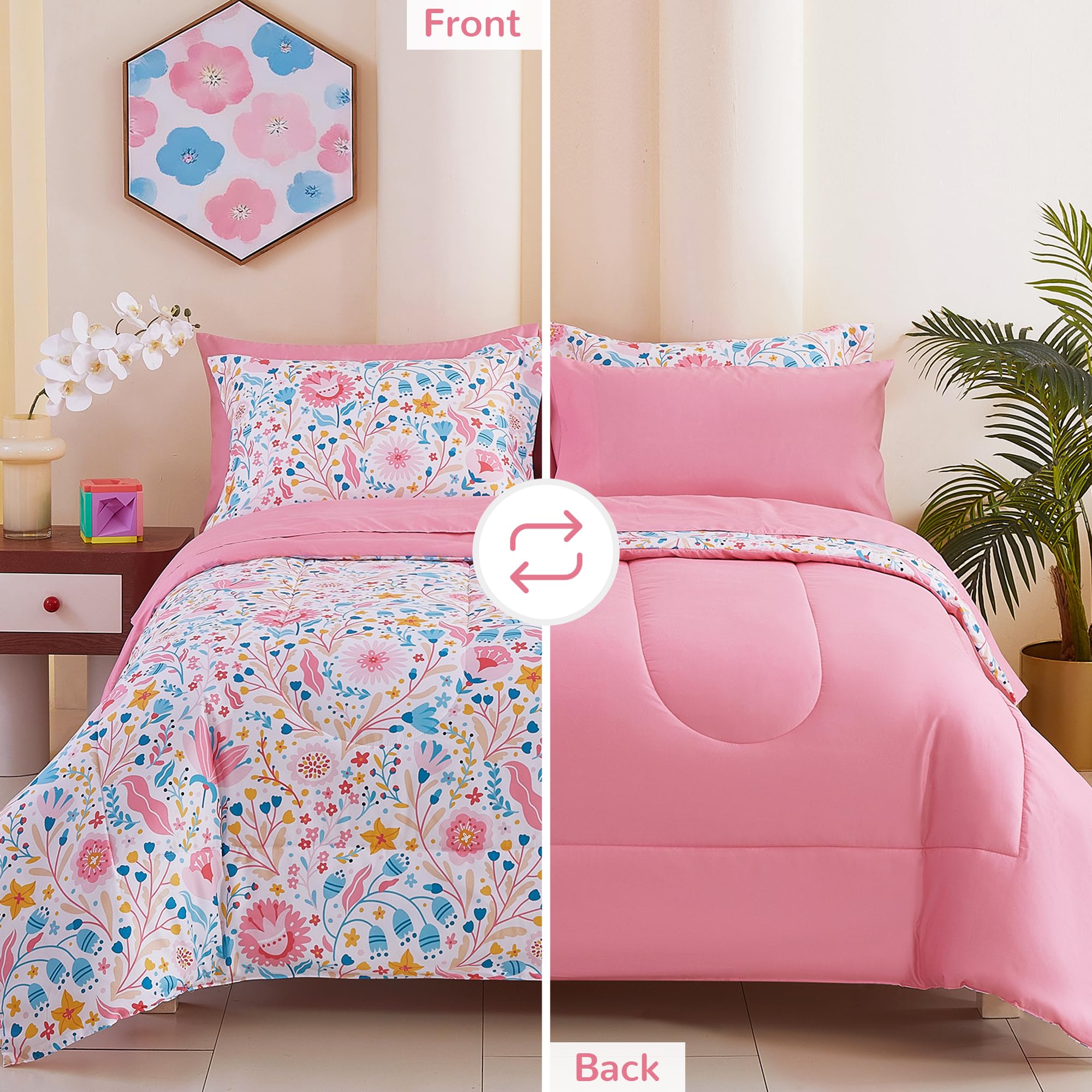 Colourful Floral Kids Comforter Sets– 5 or 7 Piece Options