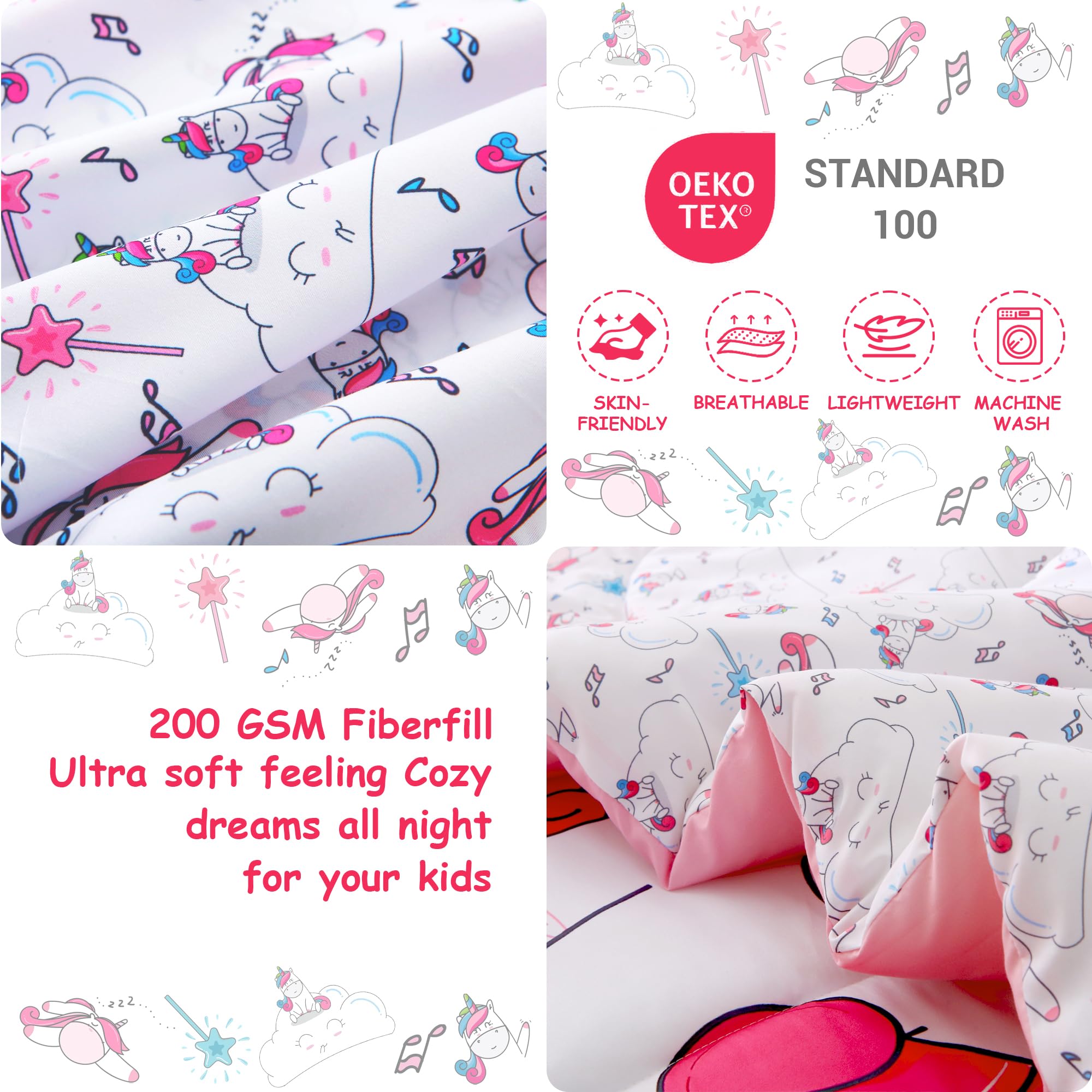 Music Unicorn Toddler Comforter Set– 4 Piece