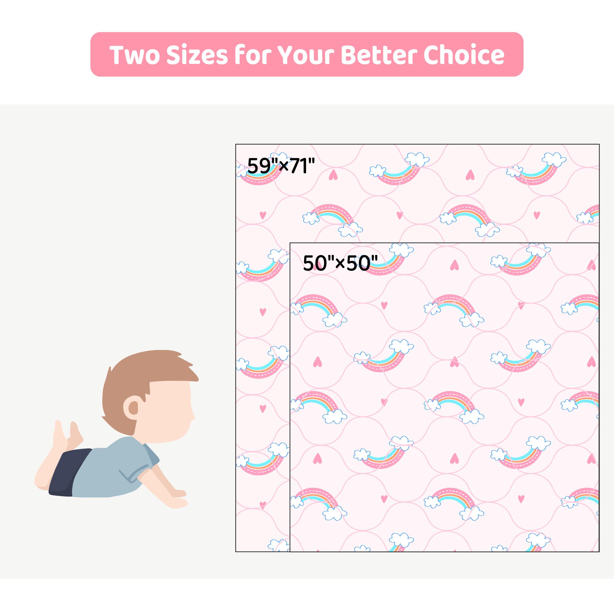 Pink Rainbow Baby Play Mat 50 x 50
