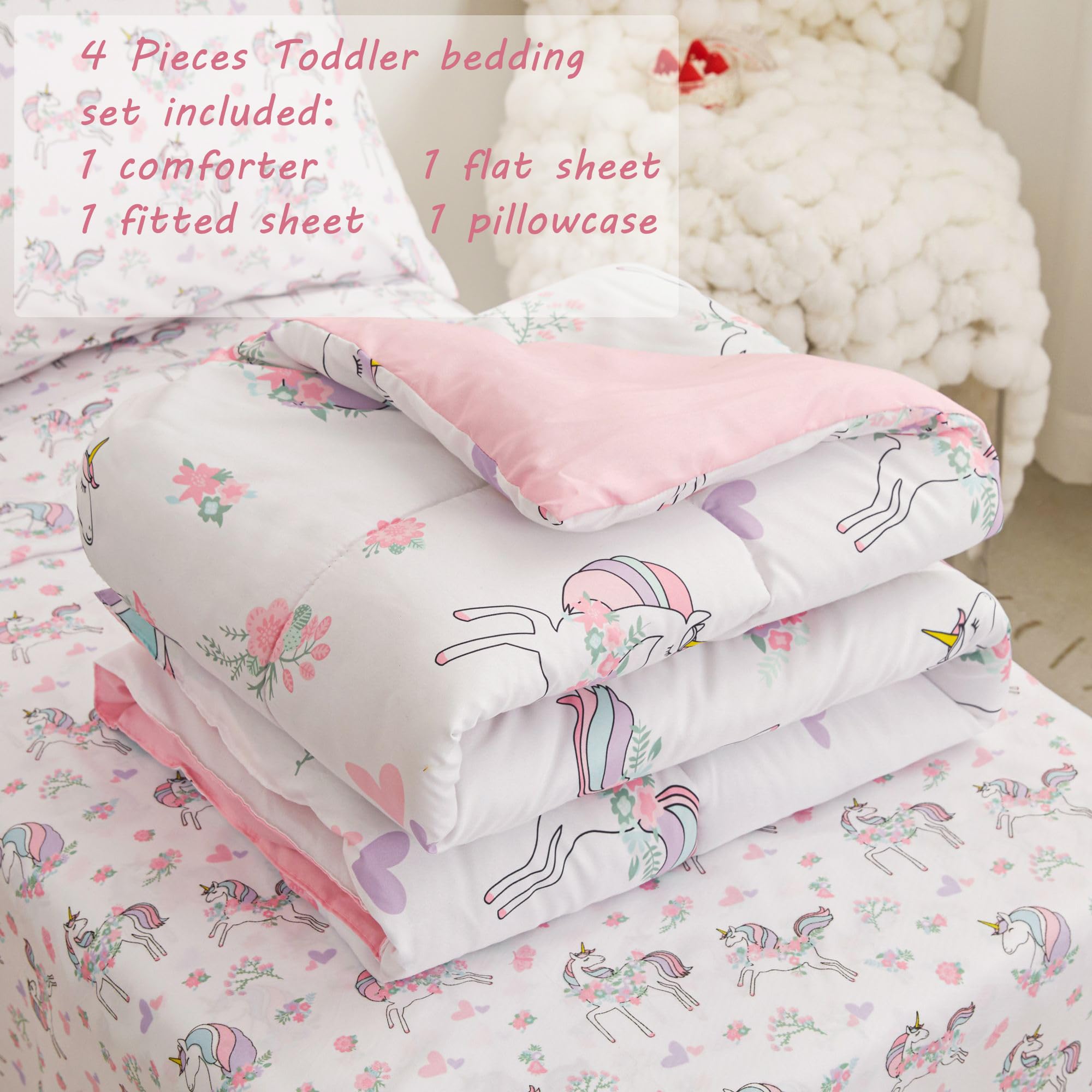 Unicorn Toddler Comforter Set– 4 Piece