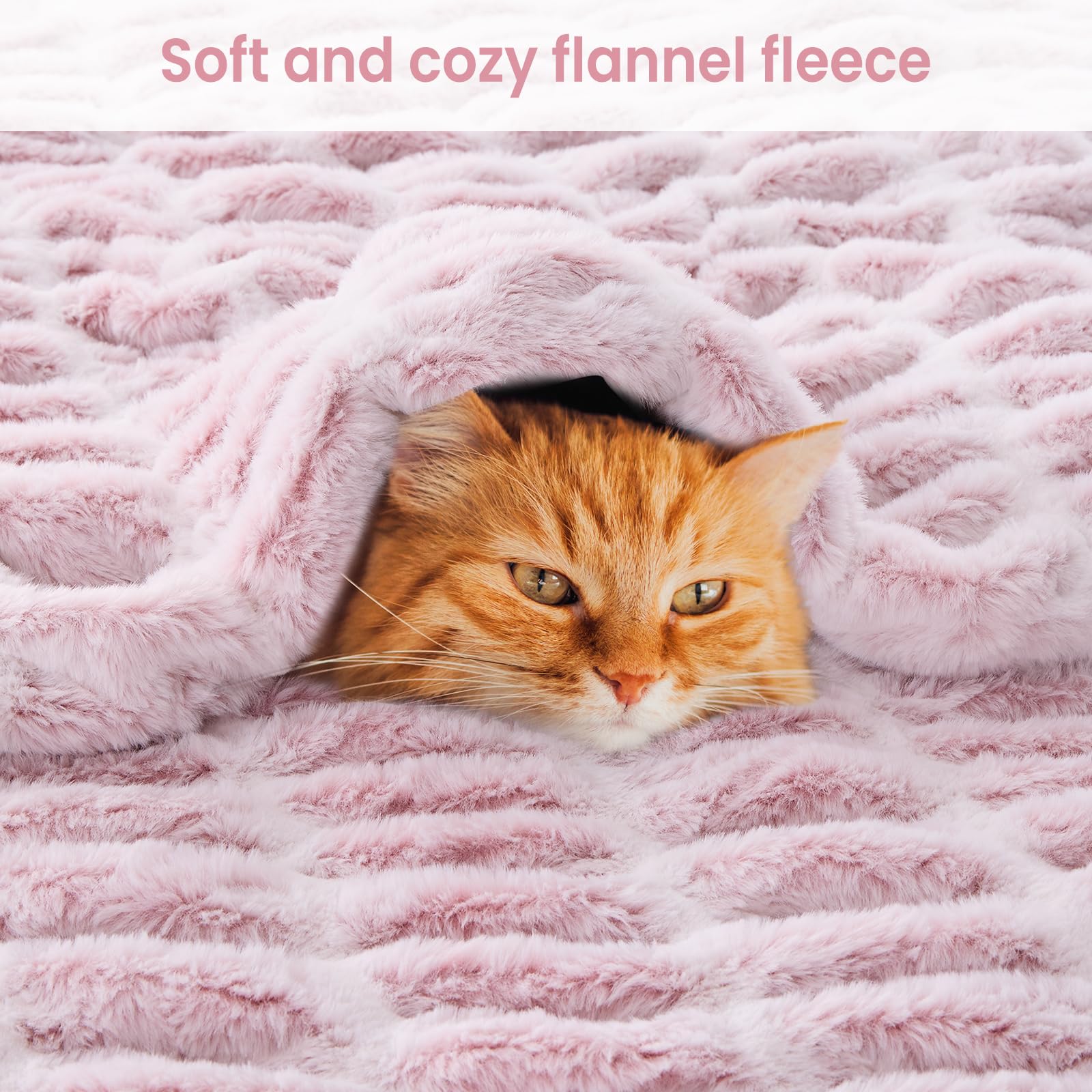 Light Pink Warm Fuzzy Faux Fur Blanket