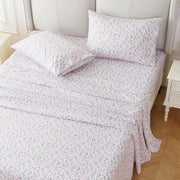 Ditsy Pink Floral Bed Sheet Set Deep Pocket Double Brushed Microfiber