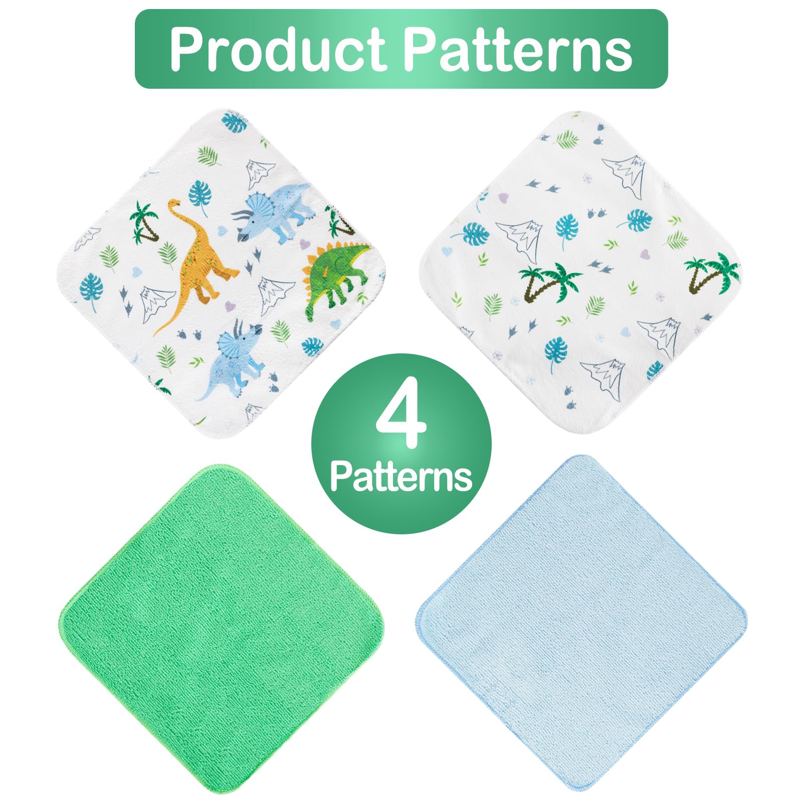 Dinosaurs Trees 9x9 Baby Washcloths