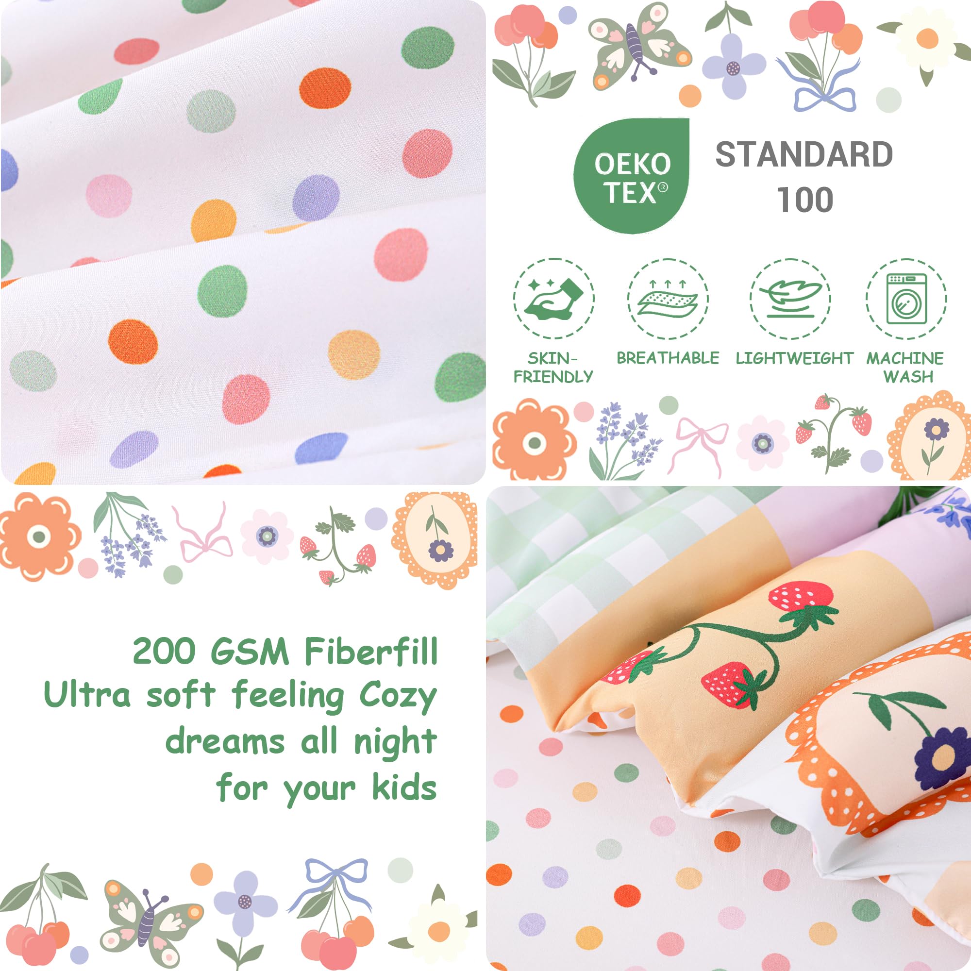 Floral Butterfly Toddler Comforter Set– 4 Piece