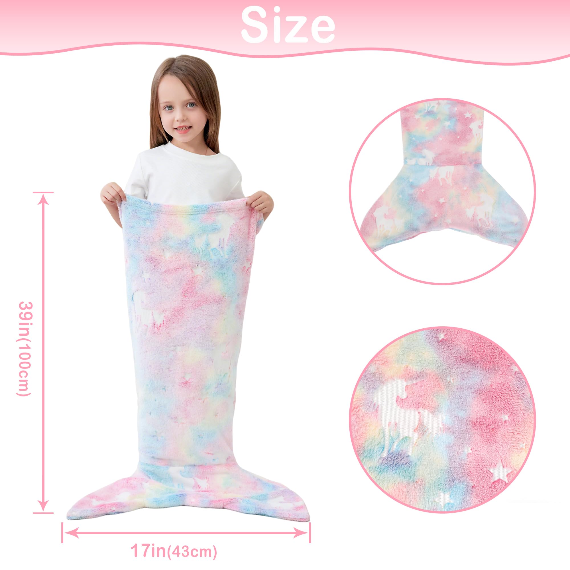 Tie-dye Unicorn Kids Mermaid Tail Blanket