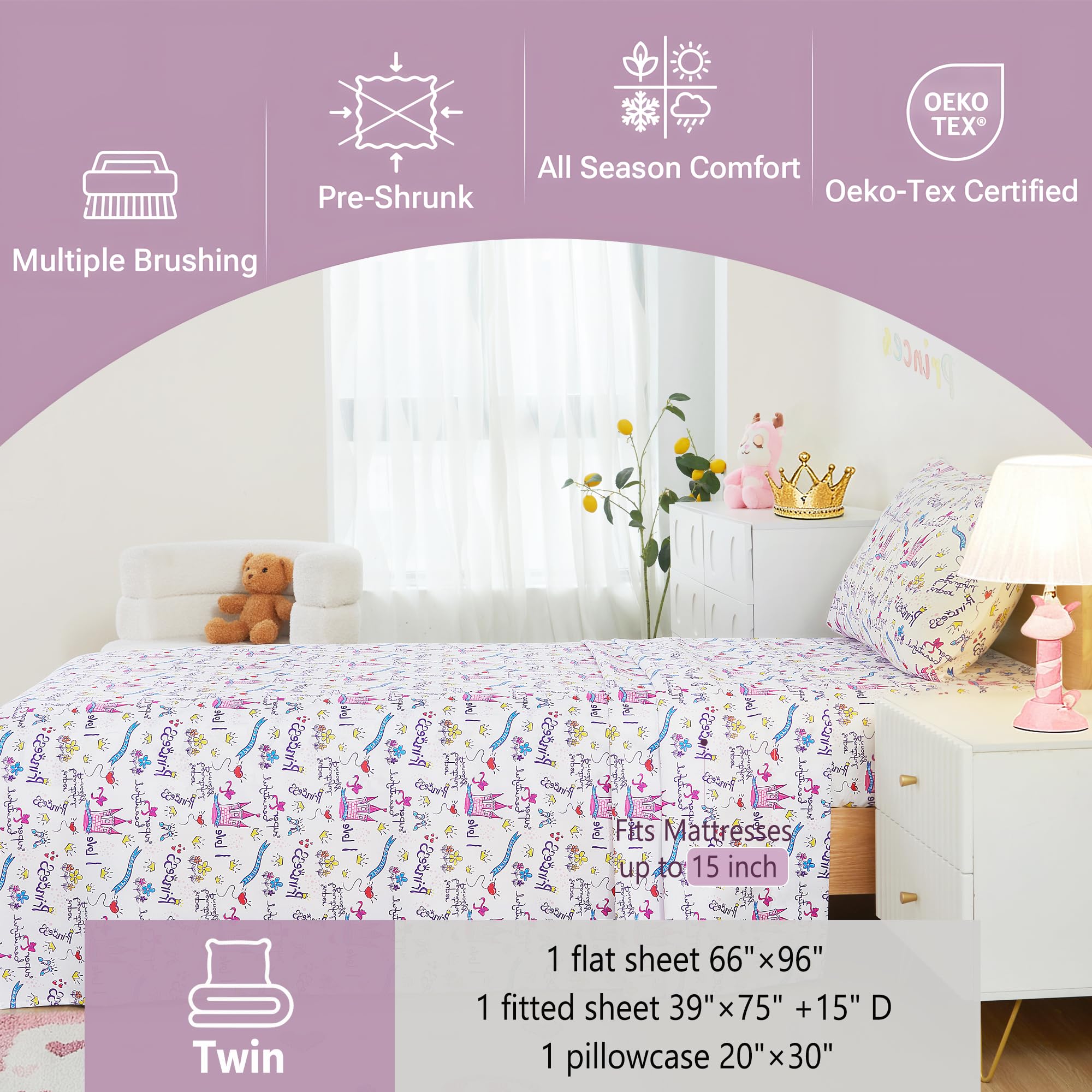 Castle Crystal Shoes Kids Bed Sheet Set