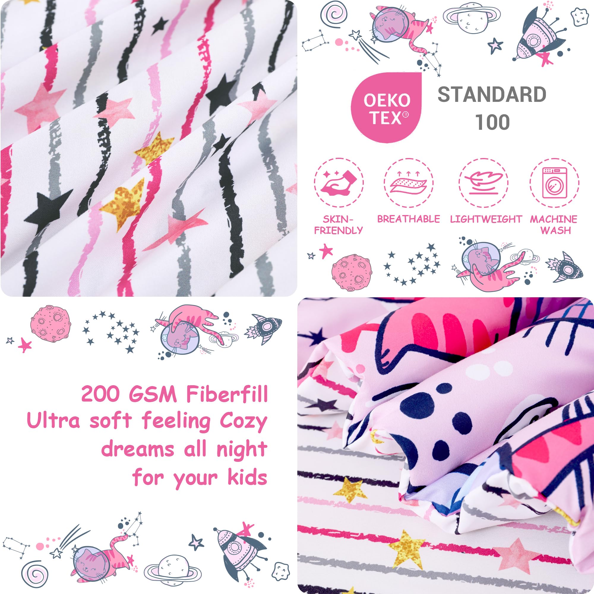 Space Cat Toddler Comforter Set– 4 Piece