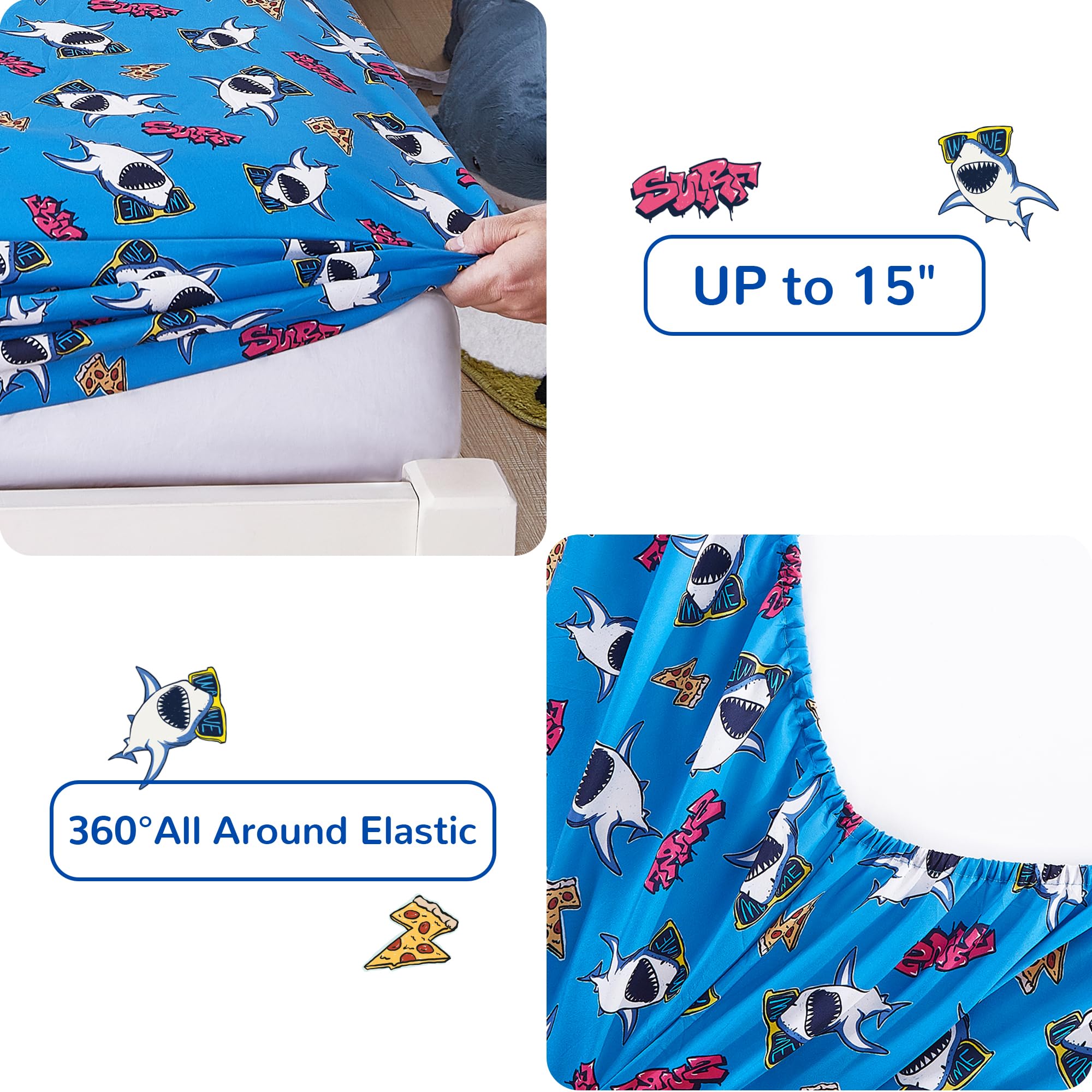 Shark Beach Party Kids Comforter Sets– 5 or 7 Piece Options