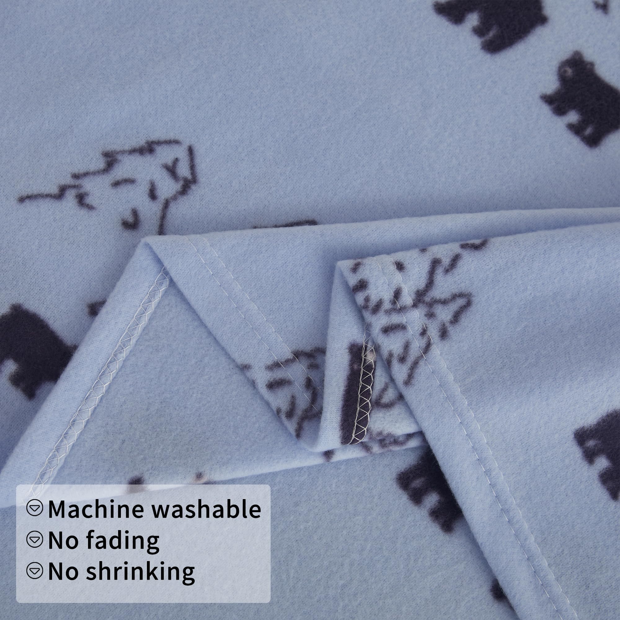 Blue Bear Printed Micro Fleece Bed Sheet Set