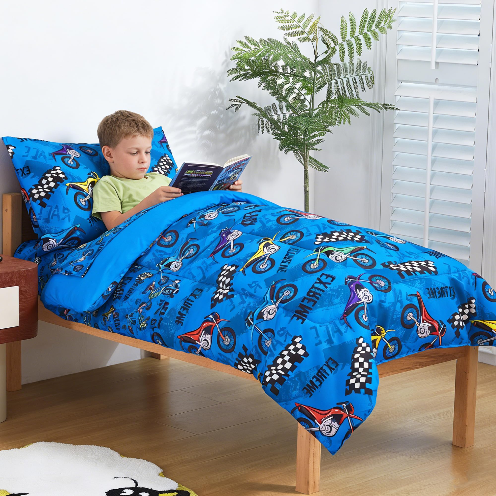 Motorcycle Comforter Set– 4 Piece