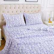 Lavender Ditsy Floral Bed Sheet Set Deep Pocket Double Brushed Microfiber