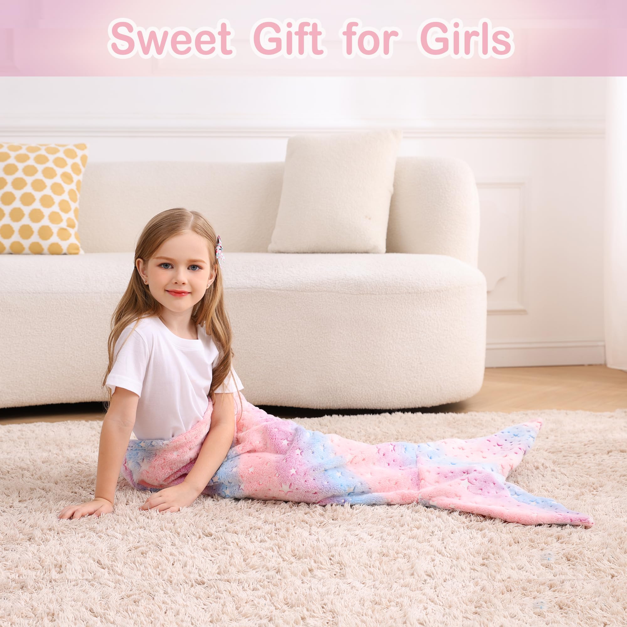 Multicolor Star Multicolor Star Kids Mermaid Tail Blanket