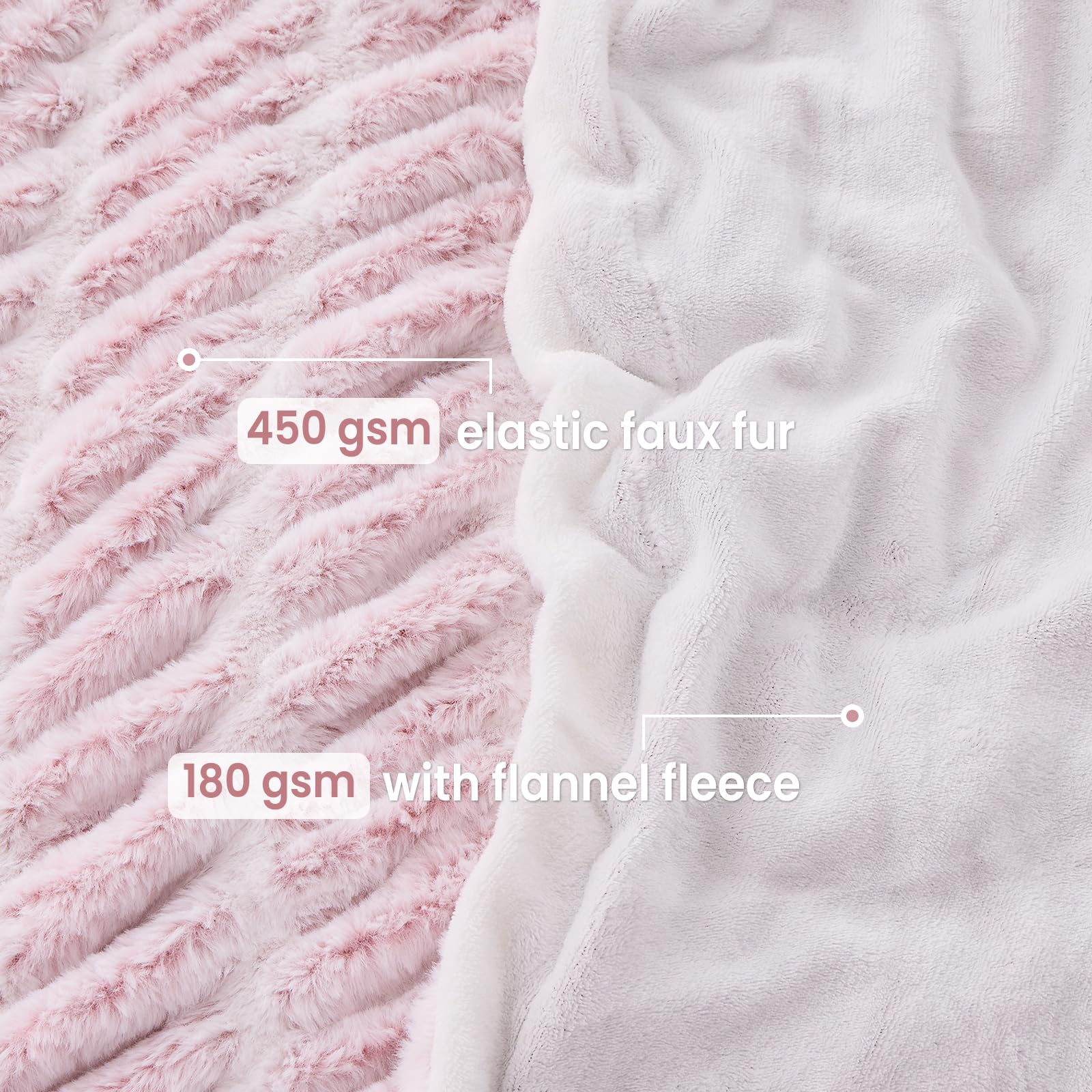 Light Pink Warm Fuzzy Faux Fur Blanket