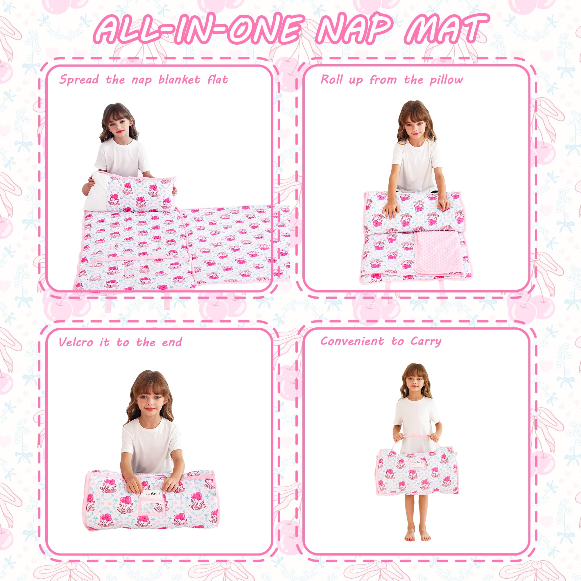 Cozy Comfort Nap Mat - Pink Cherry
