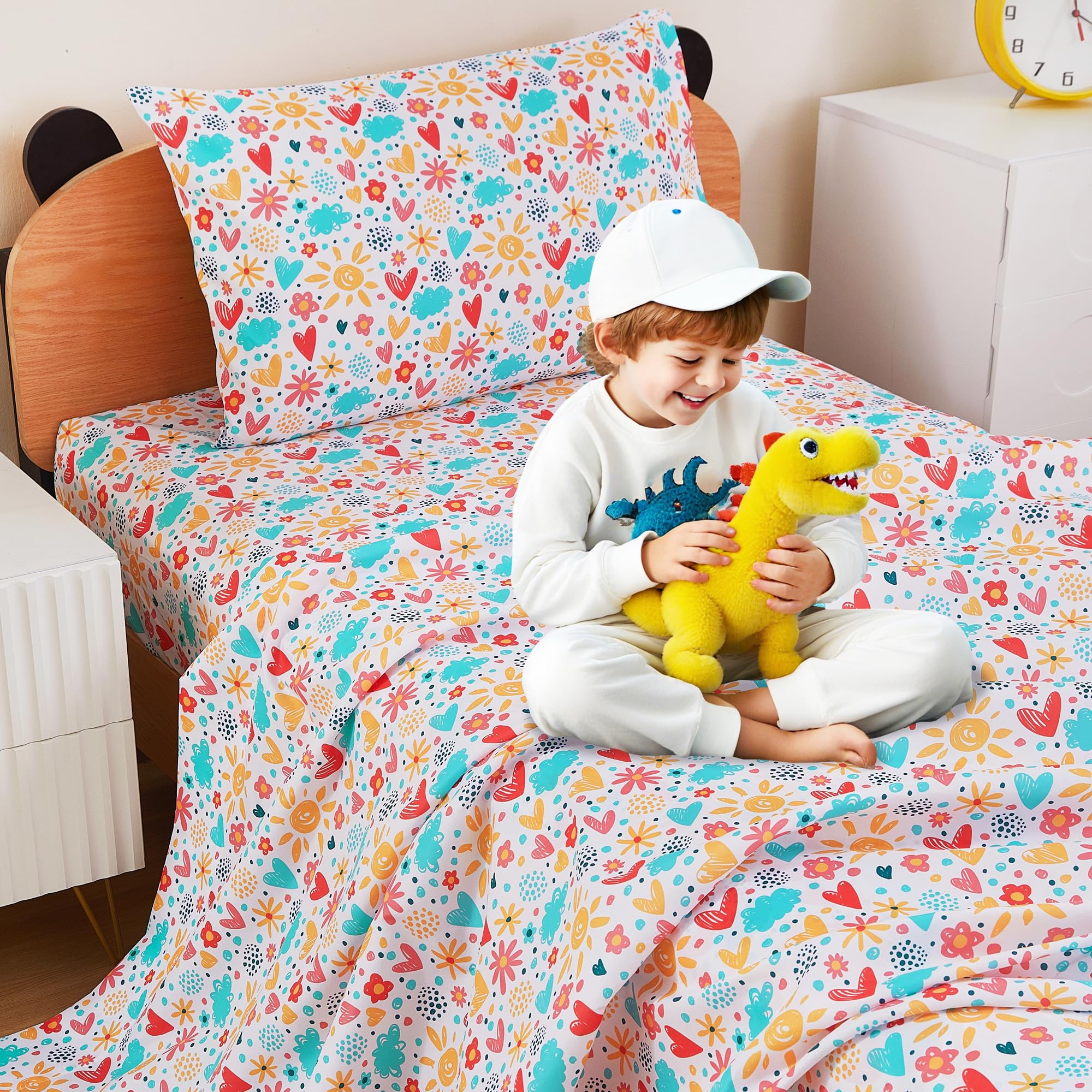 Colorful Flower Love Kids Bed Sheet Set