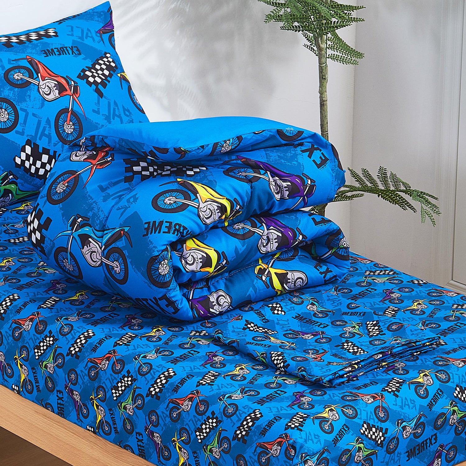 Motorcycle Comforter Set– 4 Piece