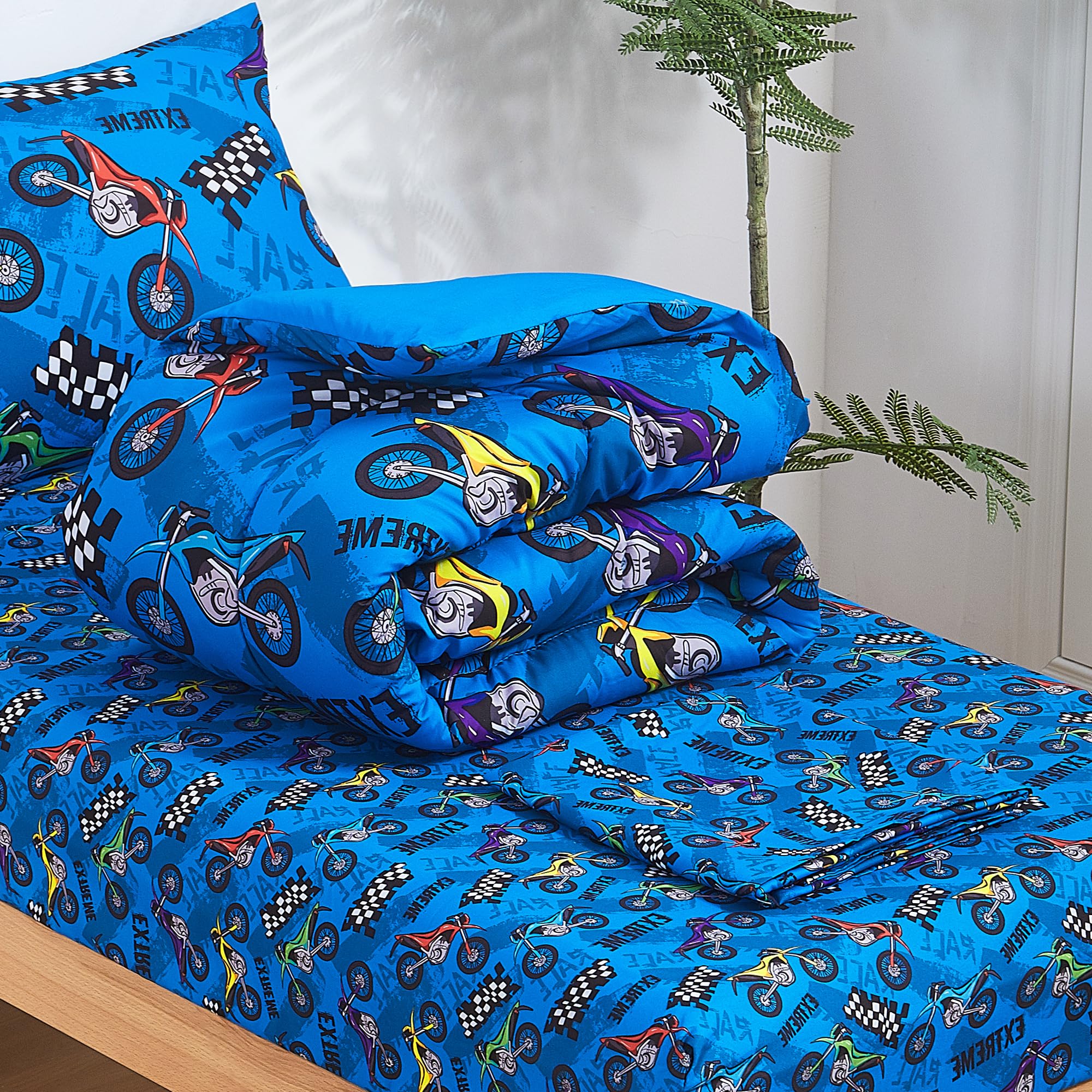 Motorcycle Comforter Set– 4 Piece