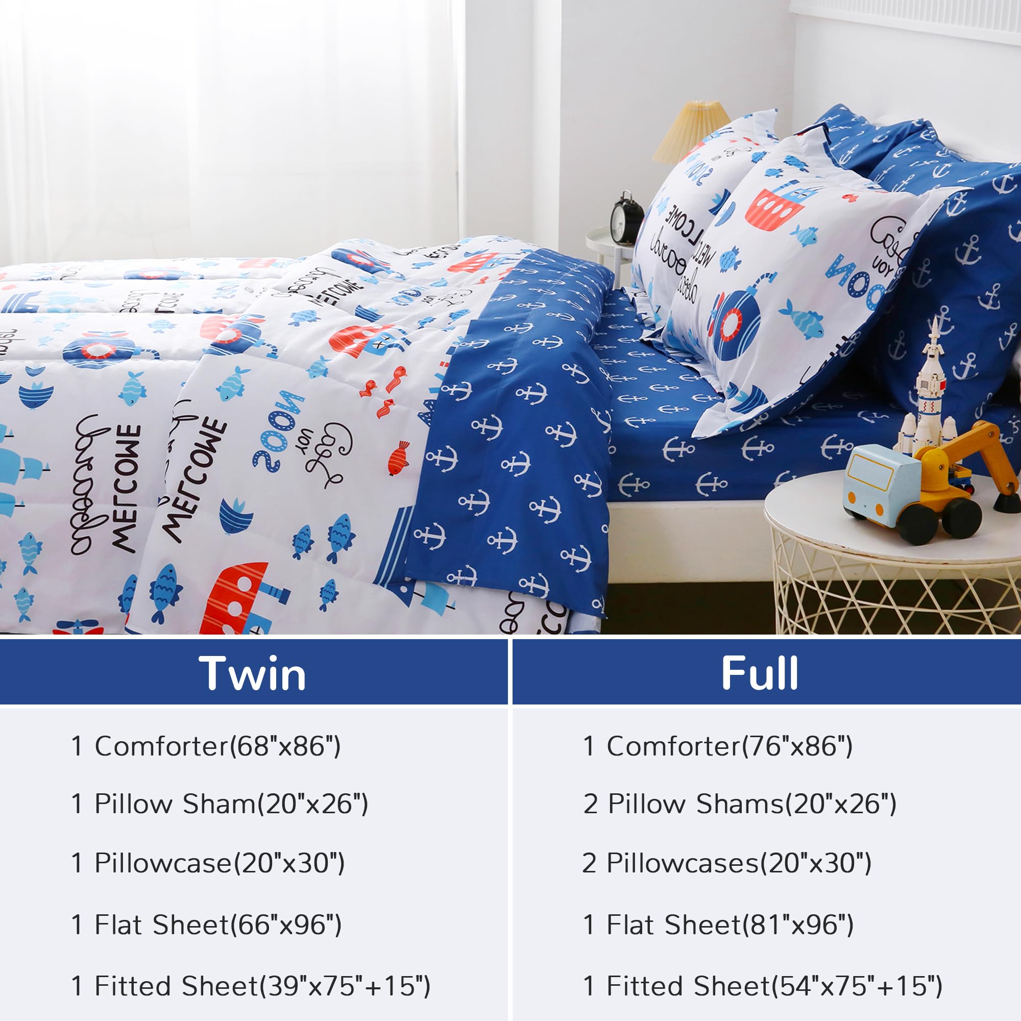 Ocean Navigation Kids Comforter Sets– 5 or 7 Piece Options