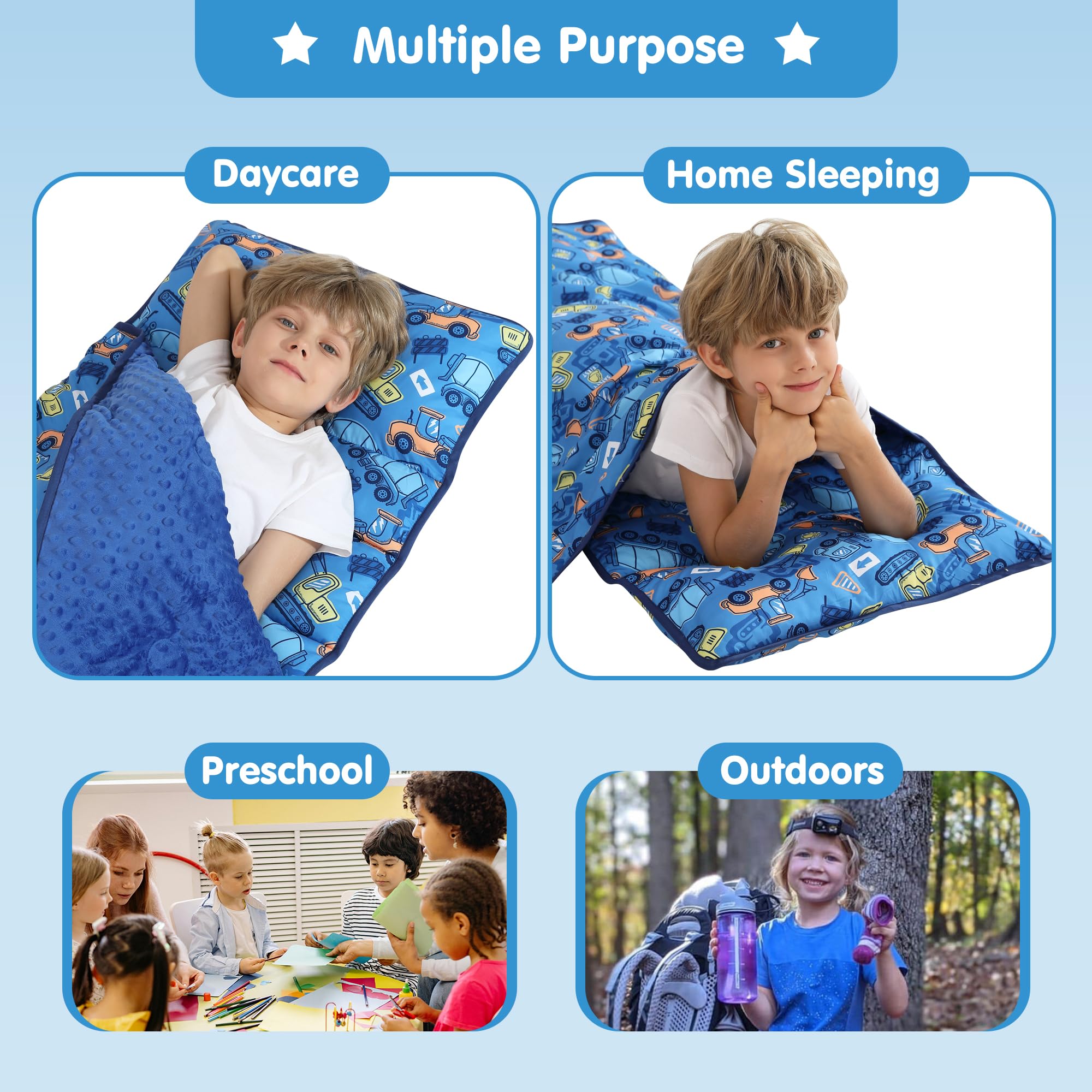 Cozy Comfort Nap Mat - Blue Car