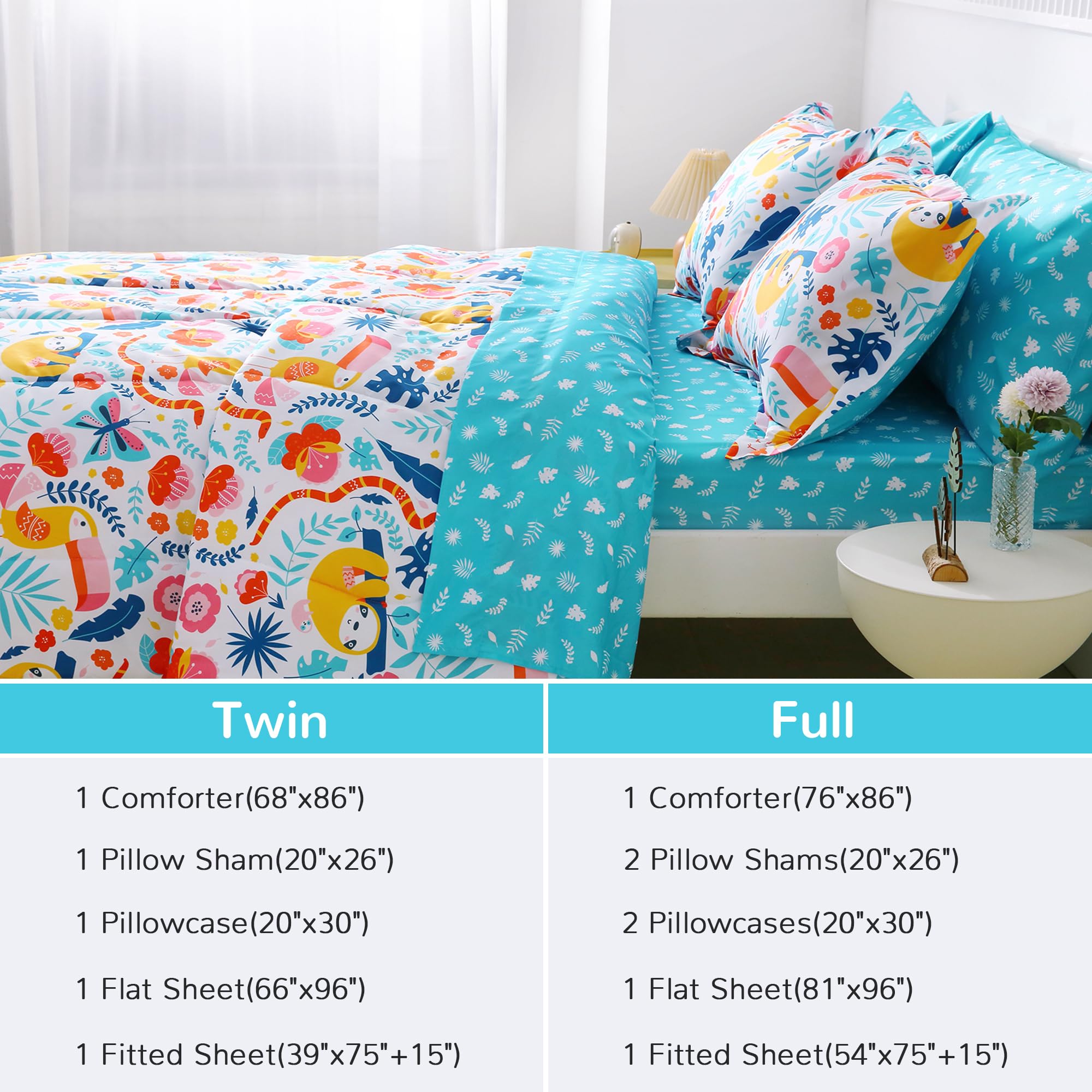 Sloth Kids Comforter Sets– 5 or 7 Piece Options