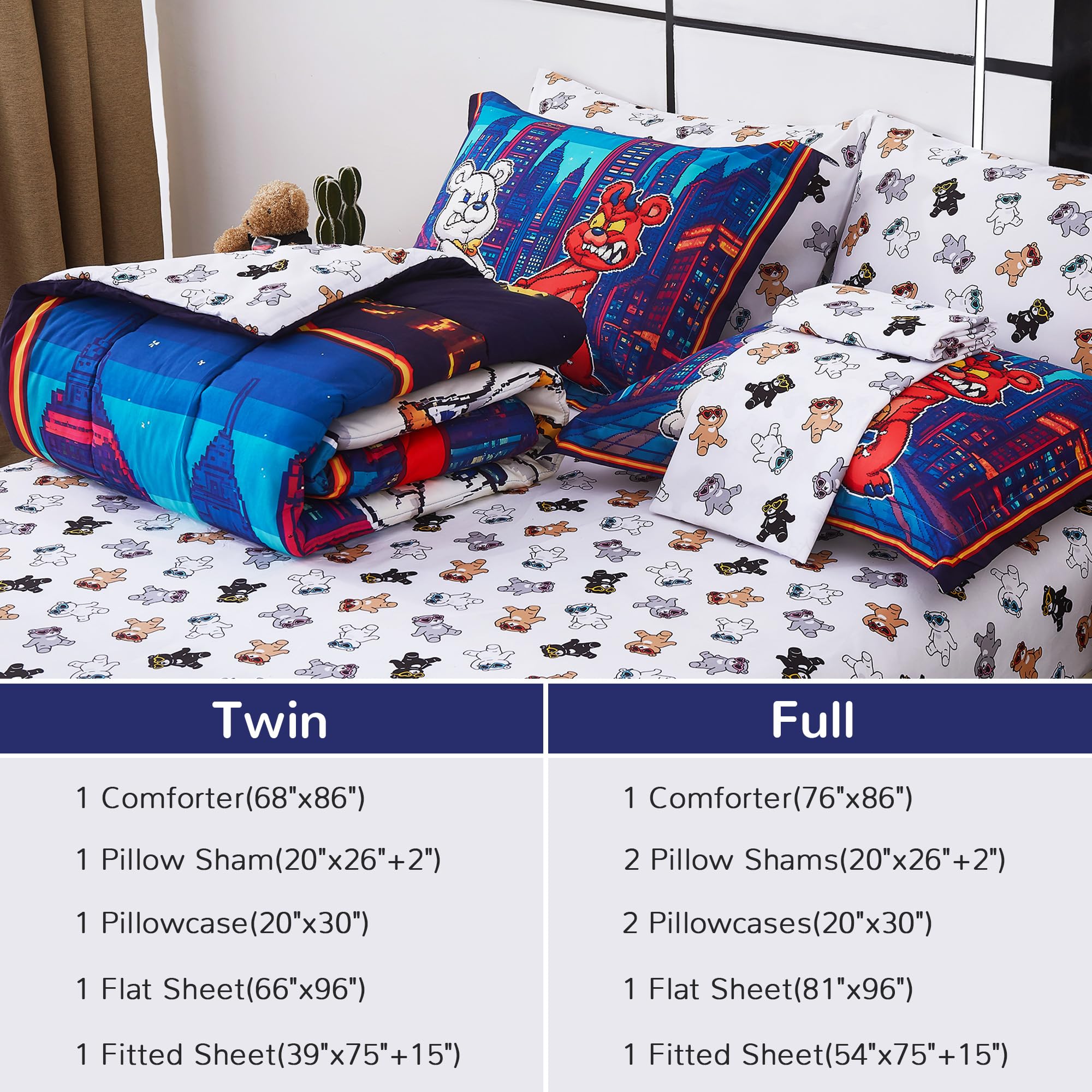 Retro Arcade Game Kids Comforter Sets– 5 or 7 Piece Options