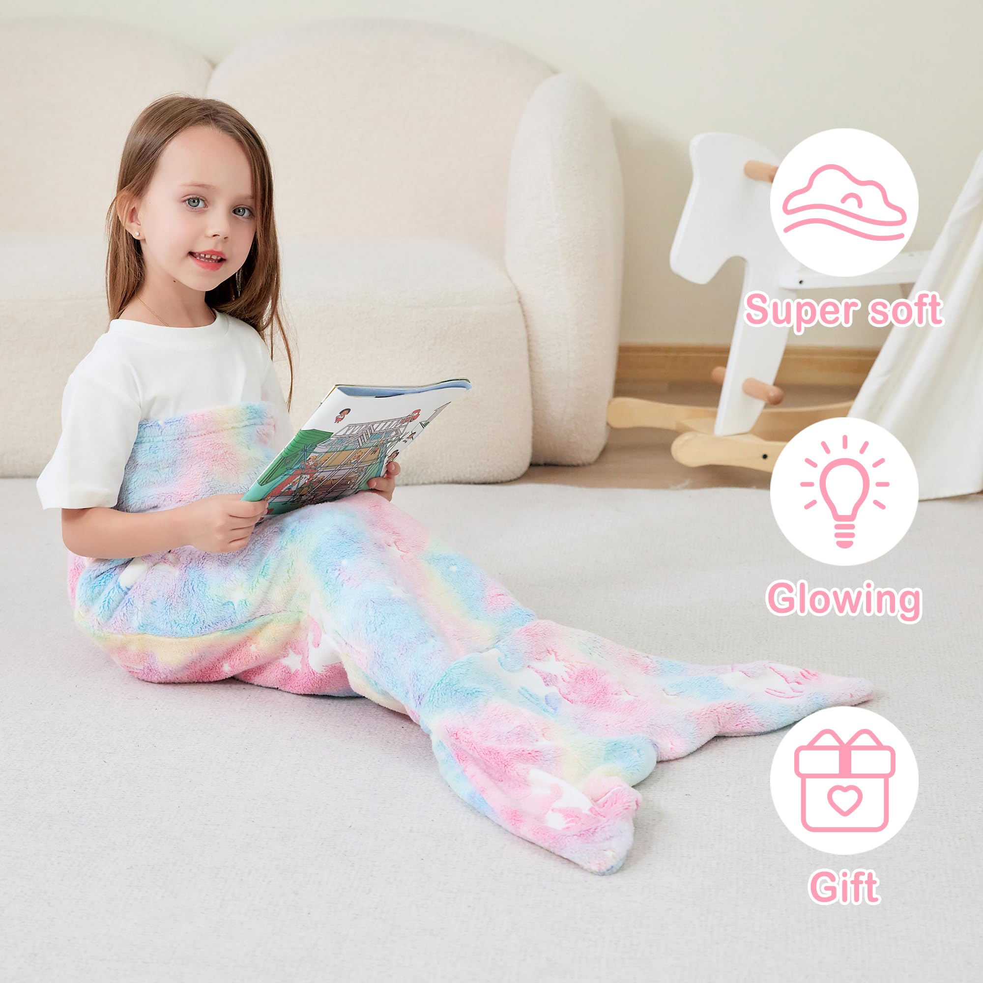 Tie-dye Unicorn Kids Mermaid Tail Blanket