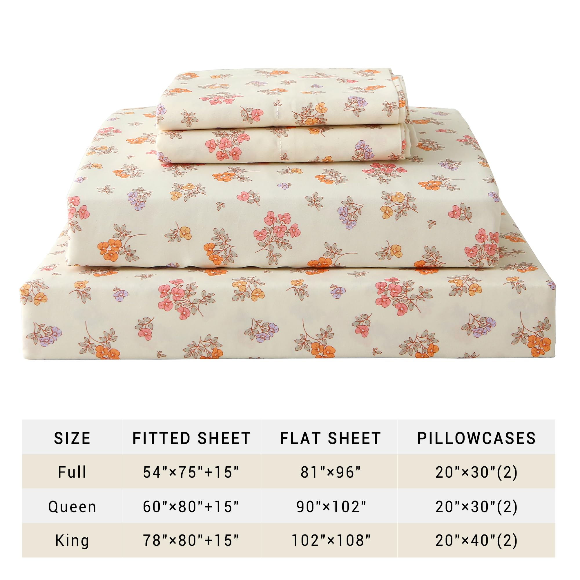4 Piece Yellow Boho Flower Patterned Bed Sheets Set