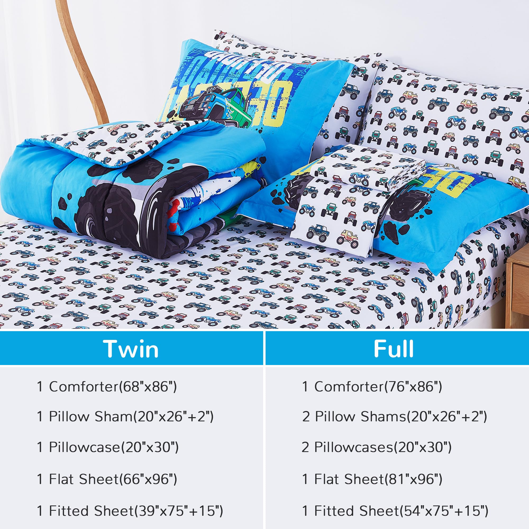 OFF - Road Truck Kids Comforter Sets– 5 or 7 Piece Options