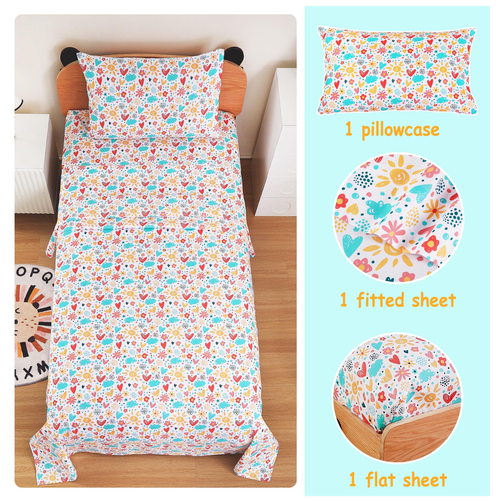 Colorful Flower Love Kids Bed Sheet Set