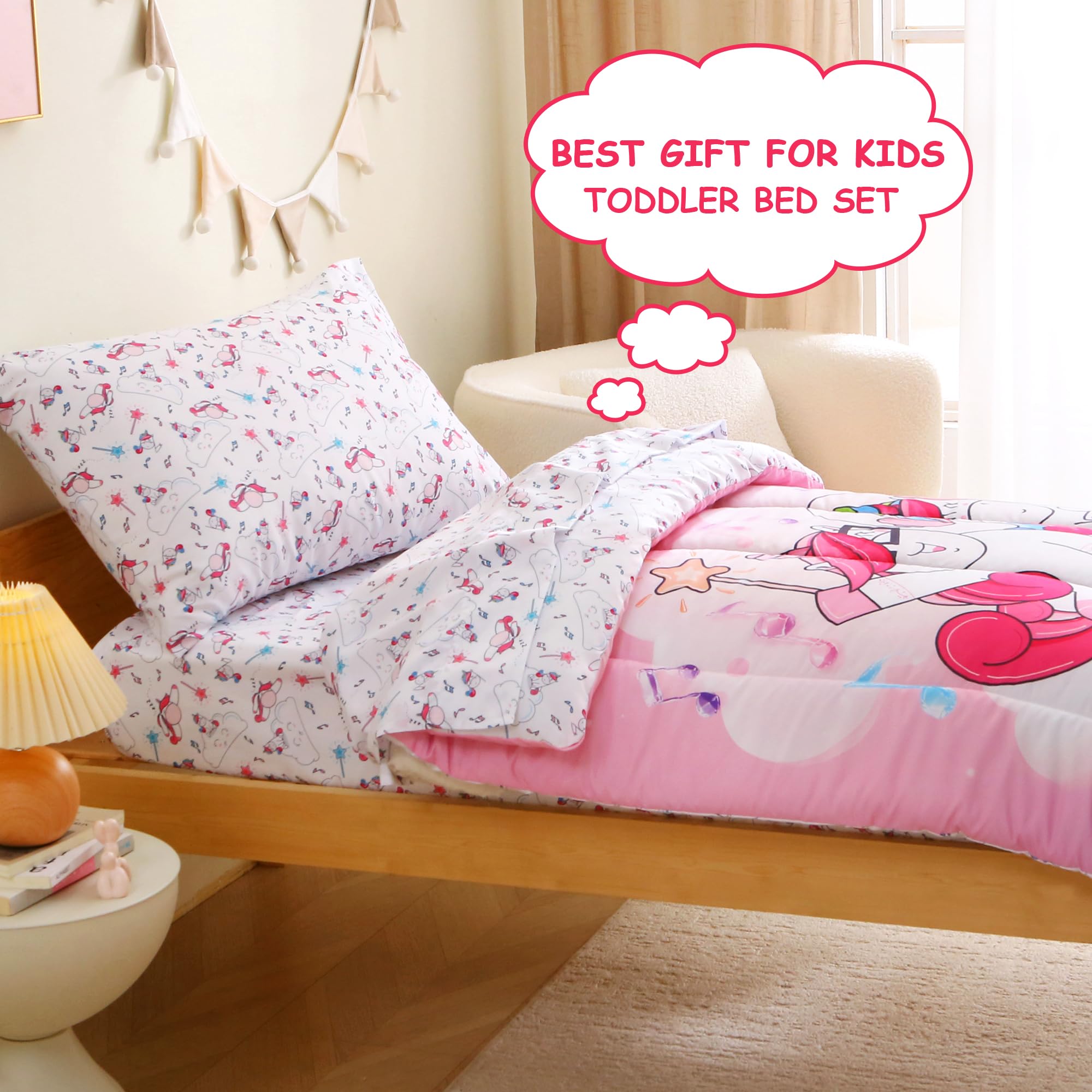 Music Unicorn Toddler Comforter Set– 4 Piece