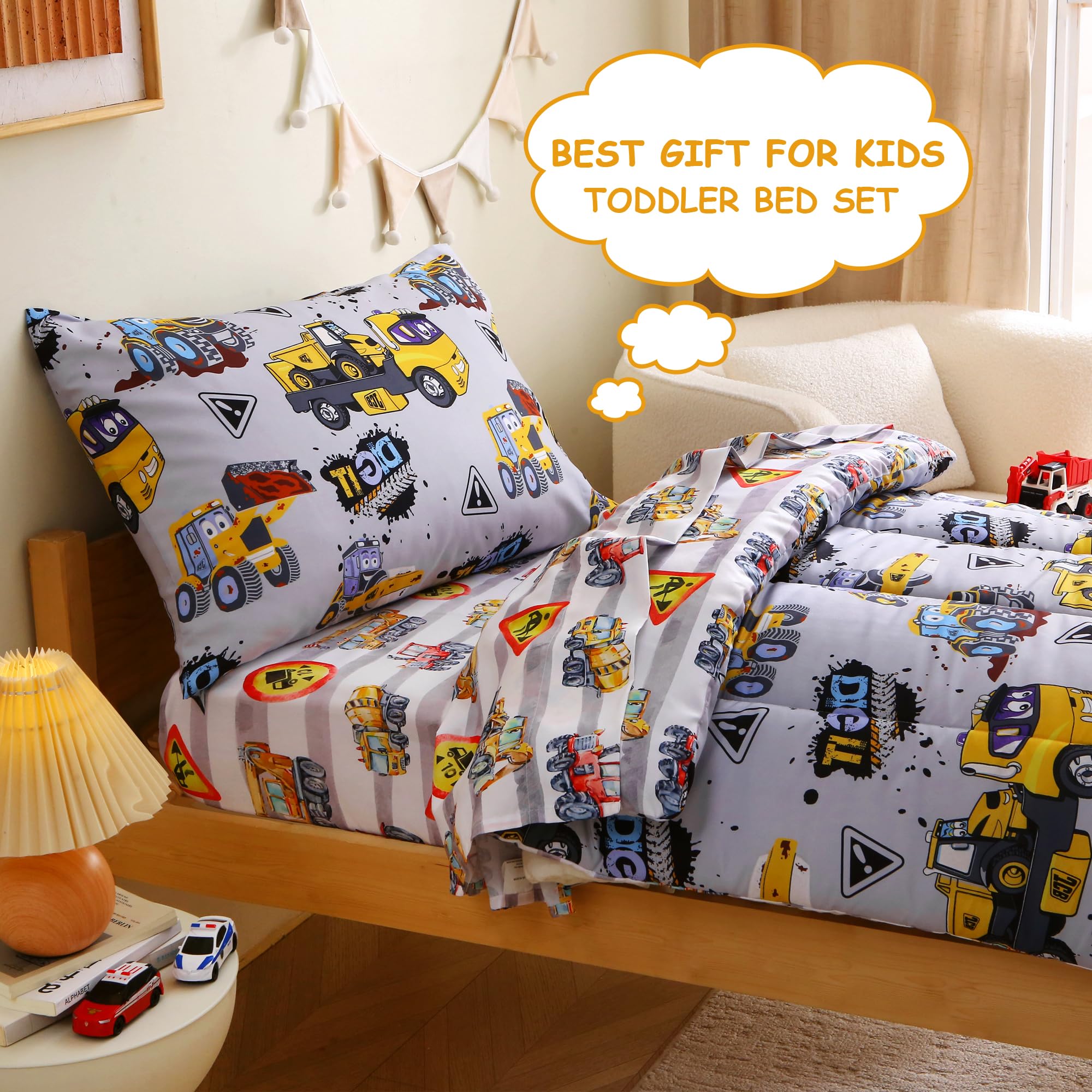 Heavy-Duty Vehicles Toddler Comforter Set– 4 Piece